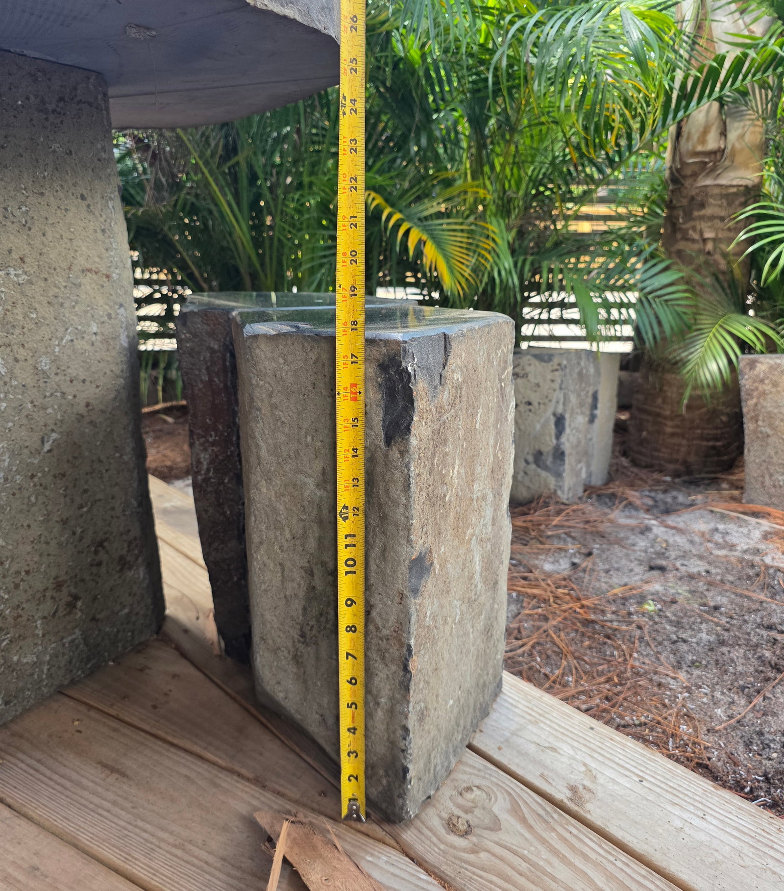 Basalt Table with Matching Basalt Stools - 4