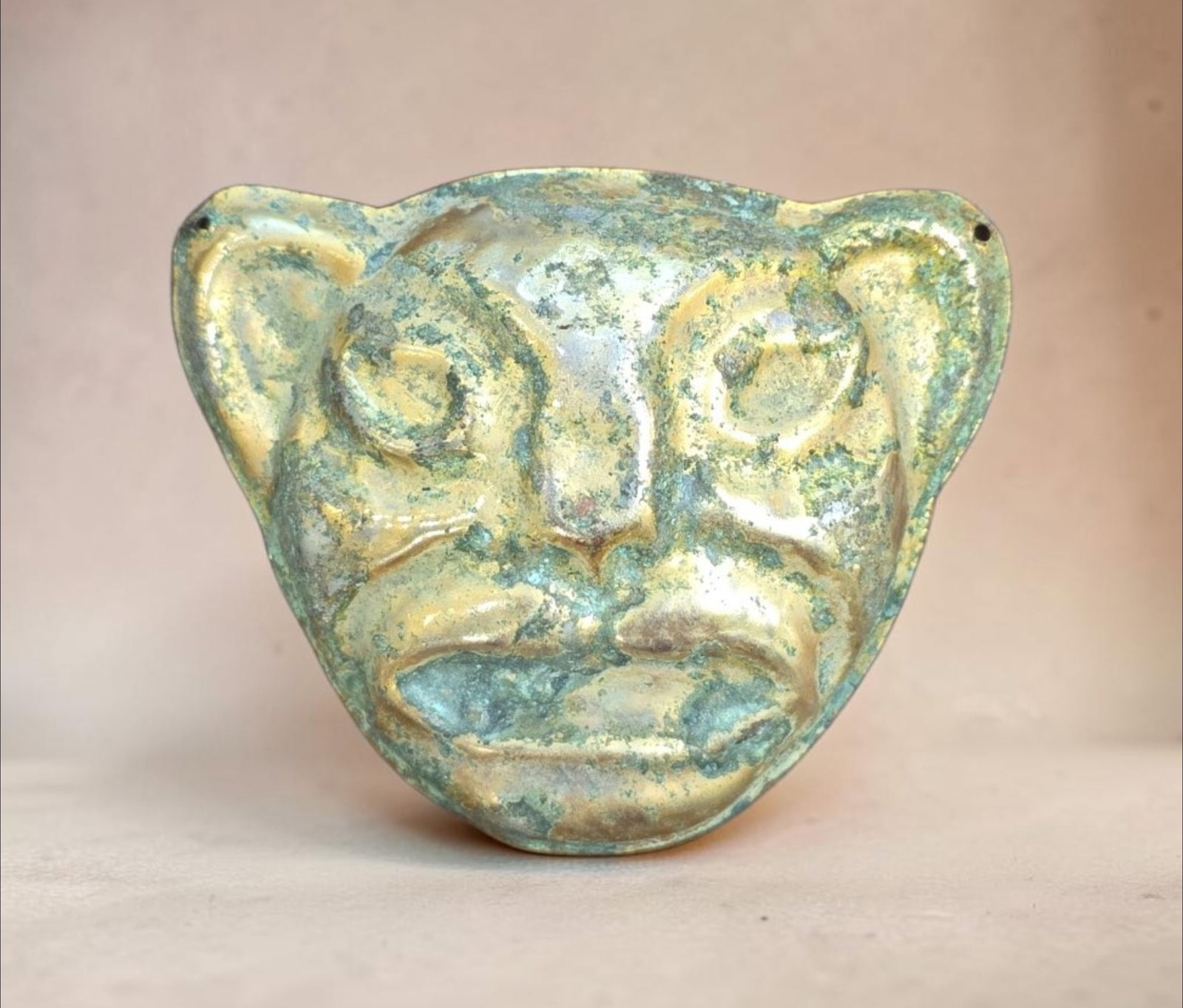 Pre-Columbian Feline Maskette Tumbaga (1 of 2)