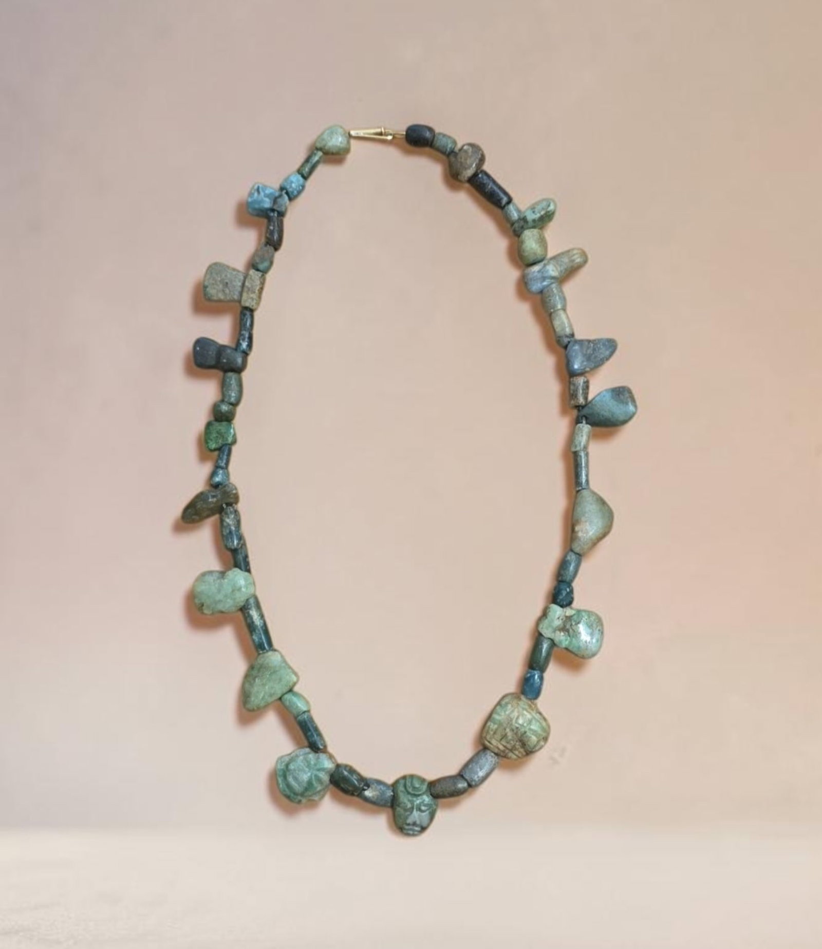 Pre-Columbian Mayan Jade Maskette Beaded Necklace (1 of 4)
