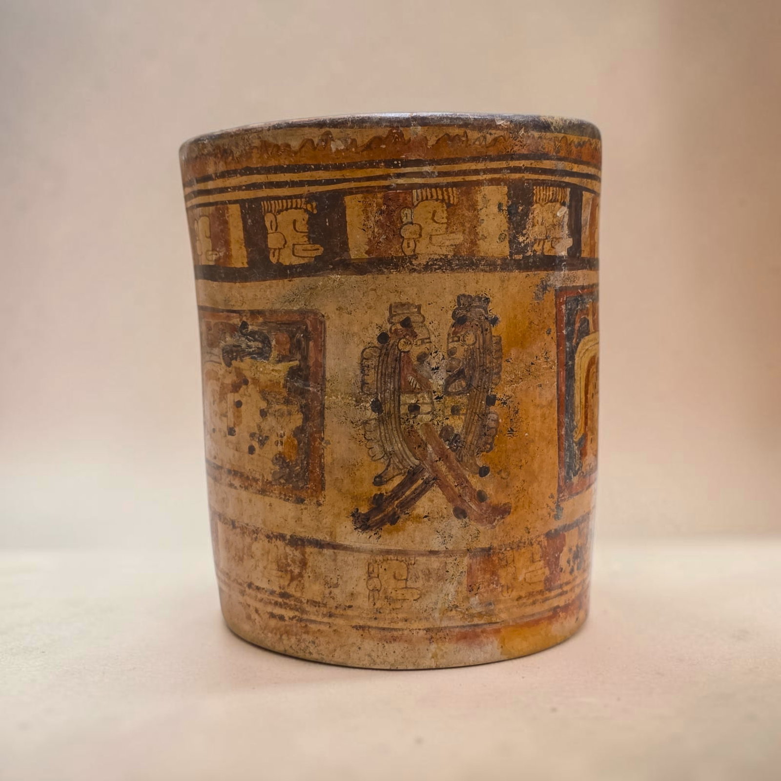 Pre-Columbian Mayan Elite Polychrome Cylinder Ceramic Vessel (1 of 7)
