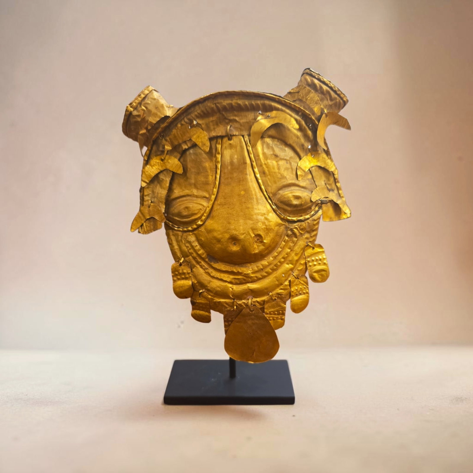 Pre-Columbian Gold Colima Face Ornament (1 of 4)