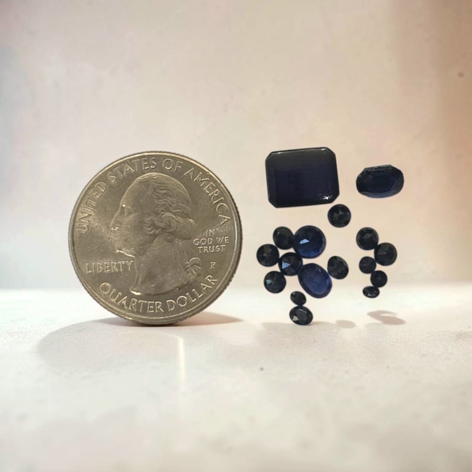 Assortment of Loose Faceted Sapphires: 1" x 1" Bag Collection of loose, faceted and smooth-cut Blue Sapphire gemstones, From South Florida Estate, Not Tested or Verified