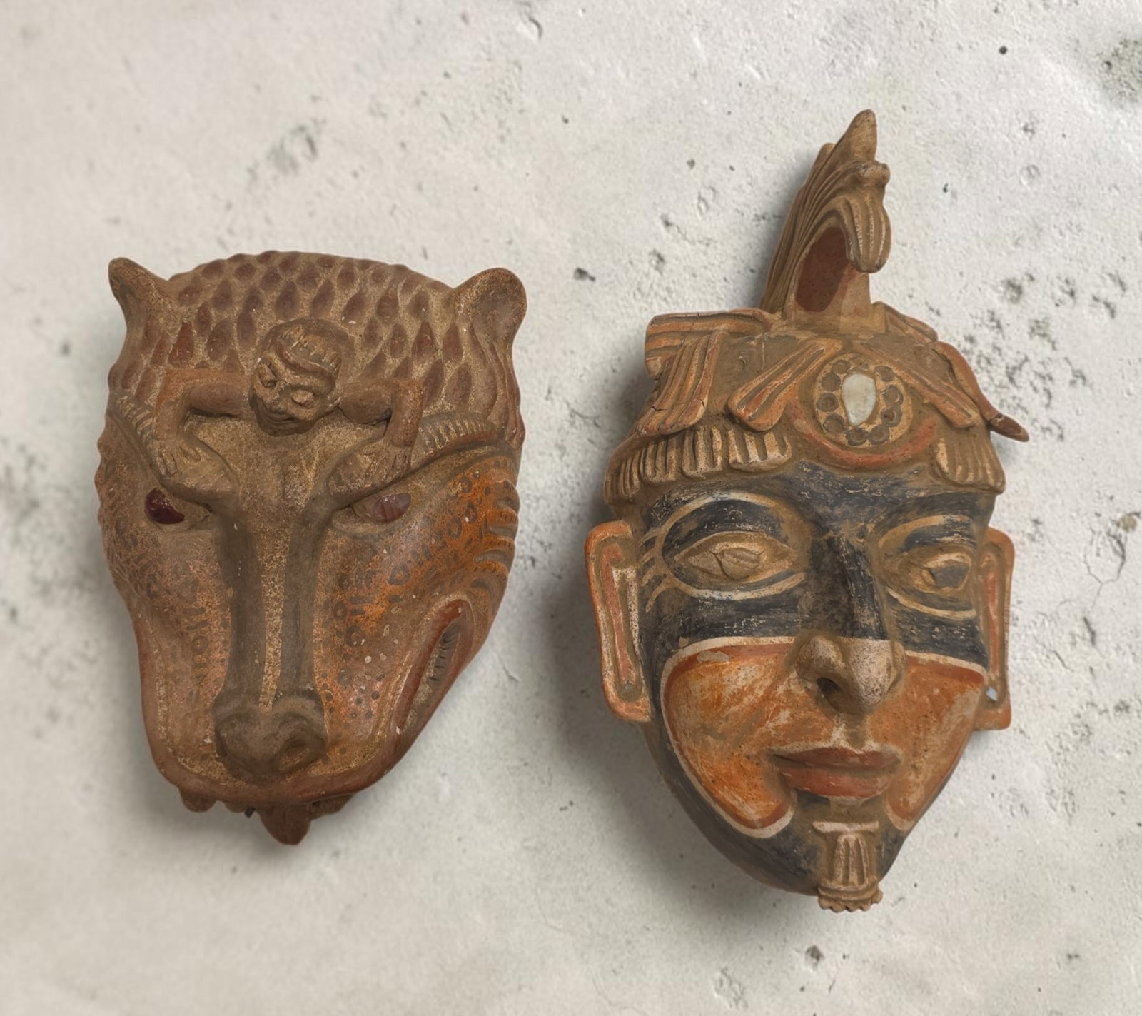 Pre-Columbian Style Ceramic Ceremonial Portrait Masks (1 of 4)