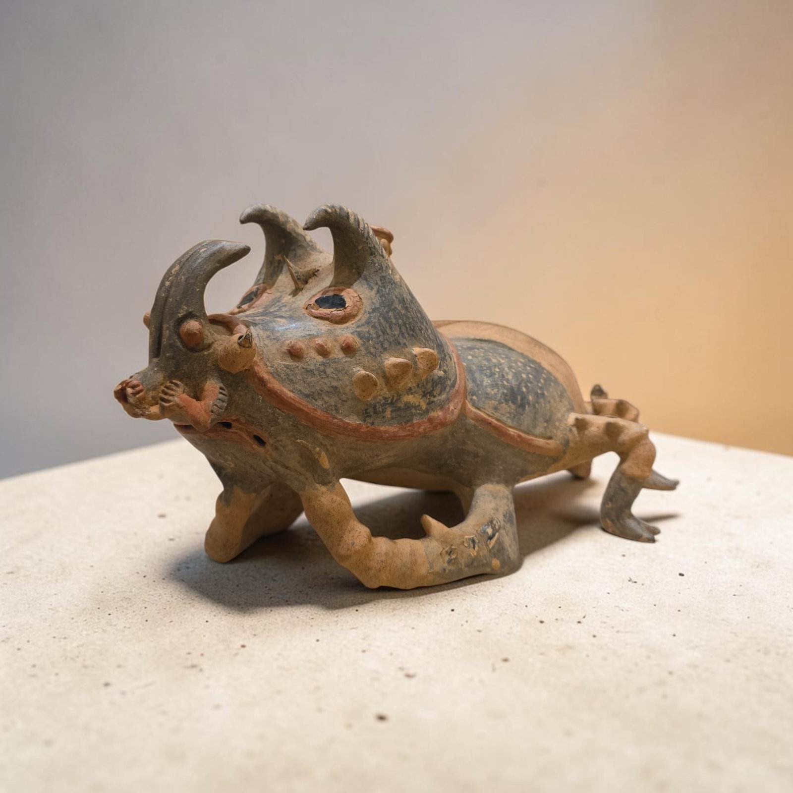 Pre-Columbian Style Ceramic Polychrome Beetle, Quimbaya Culture (1 of 5)