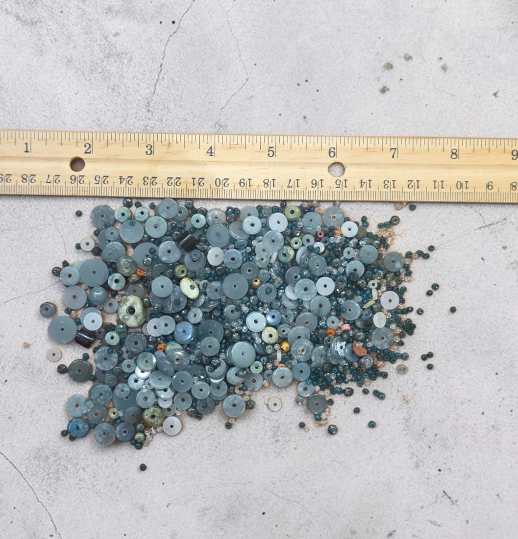 Large Assortment of Jadeite Blue Jade Heishi Spacer Beads (1 of 1)