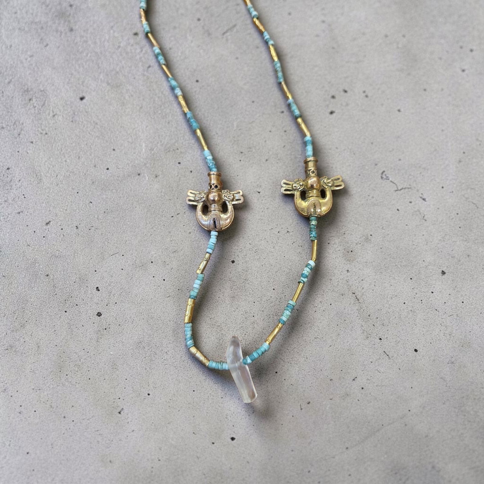 Pre-Columbian Tairona Beaded Necklace with Gold Adornments (1 of 3)