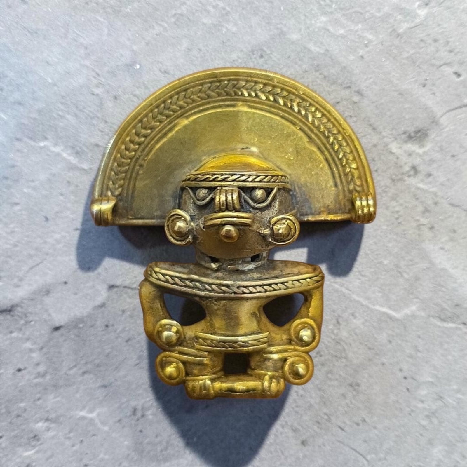 Pre-Columbian Tairona Cacique Shaman Pendant, Tumbaga (1 of 4)