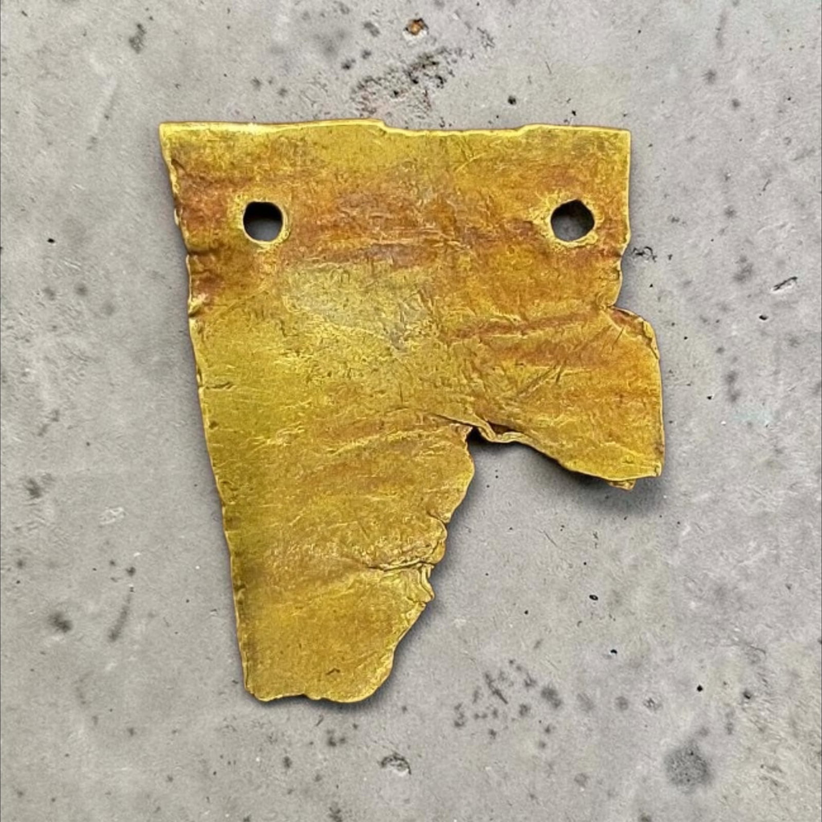 Pre-Columbian Gold Tairona Pendant: 1", Pre-Columbian Gold Tairona Pendant, Gold Pendant, 1.2Grams, Tairona Culture Colombia, 800-1200 C.E.