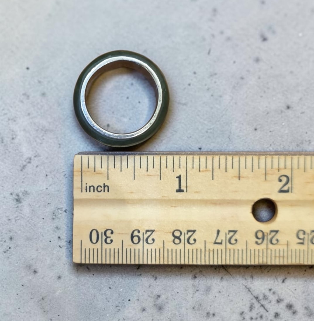 Jade and Silver Ring, Mid-Century - 3