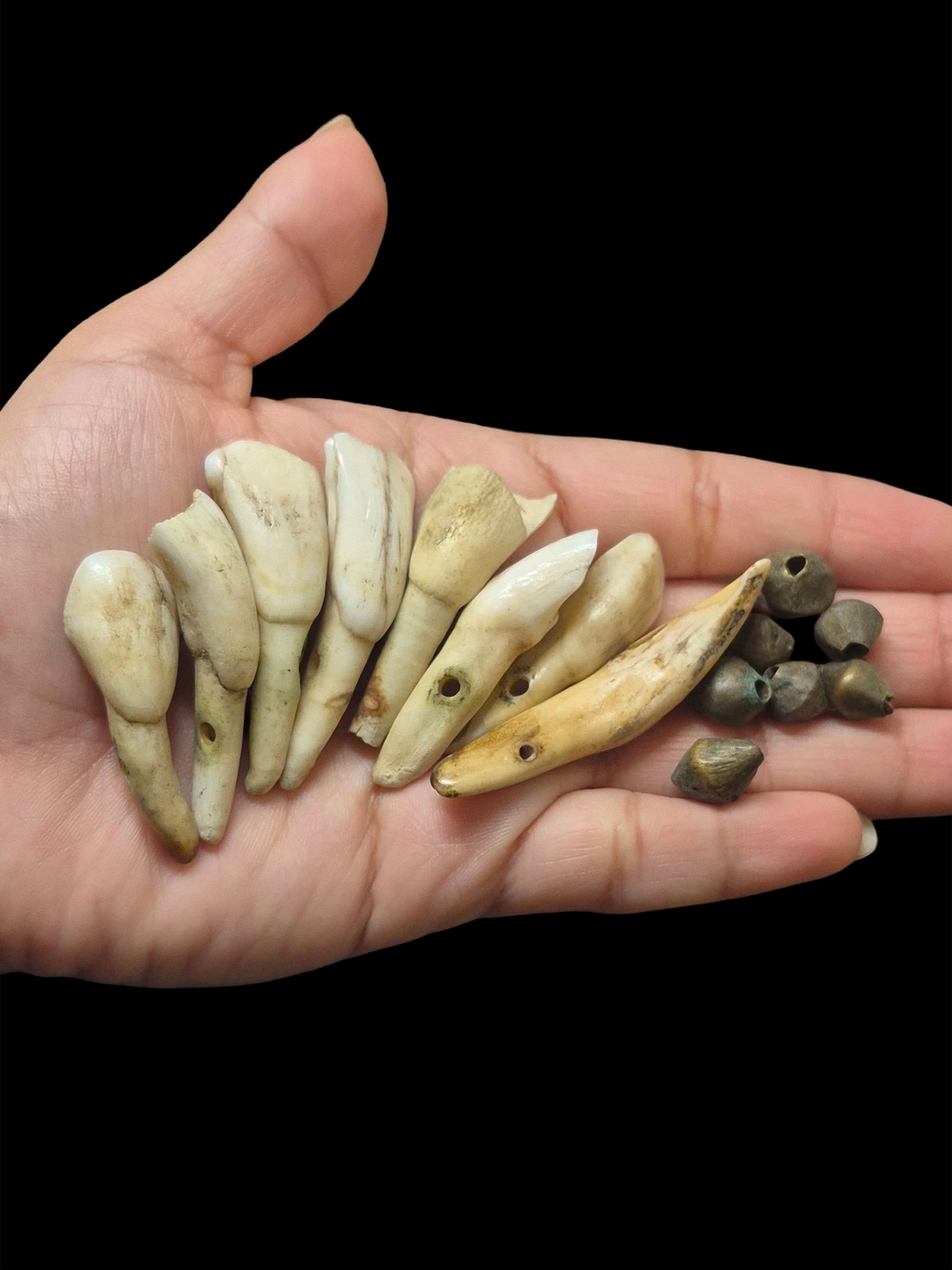 Antique Native American Beads, Buffalo and Brass Trade Beads (1 of 5)