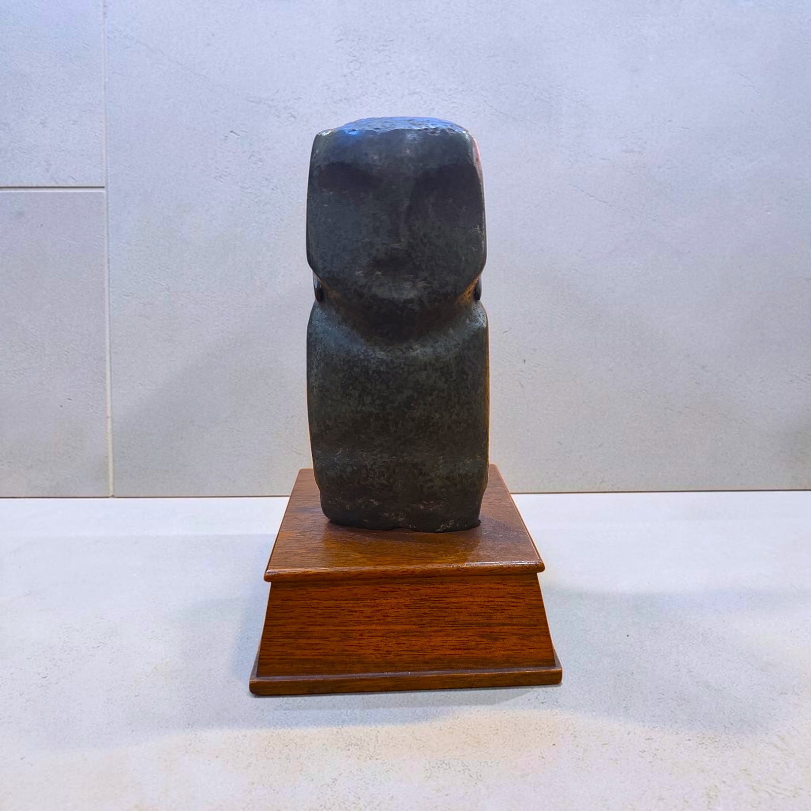 Pre-Columbian Mezcala Standing Figure: 4.25" x 2", Pre-Columbian Mezcala Standing Figure, Large Carved Hard Stone Figure, Abstract Human Form with Rounded Head, Mezcala Culture 300 BCE- 200 CE