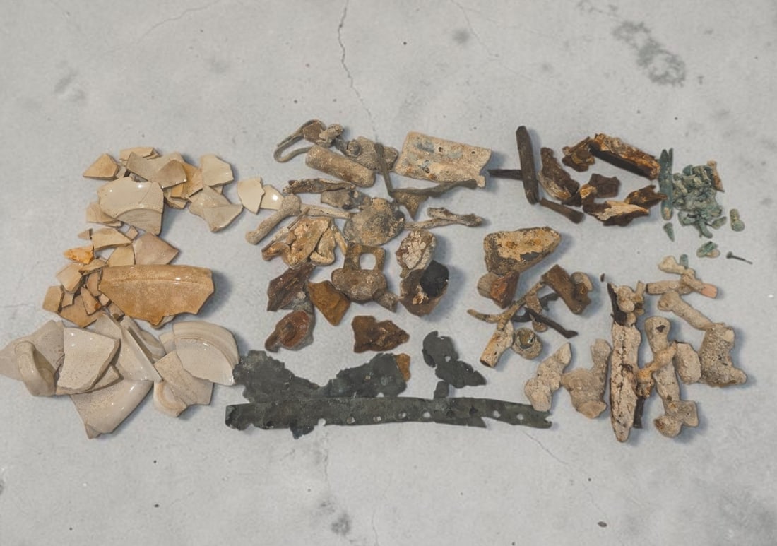 Huge Lot of Shipwreck Marine Salvage: 24" x 36", Huge Lot of Shipwreck Marine Salvage, Miscellanous Marine Salvage, Shipwreck from Atlantic Ocean, 24" x 36" ( size of Sheet in background )