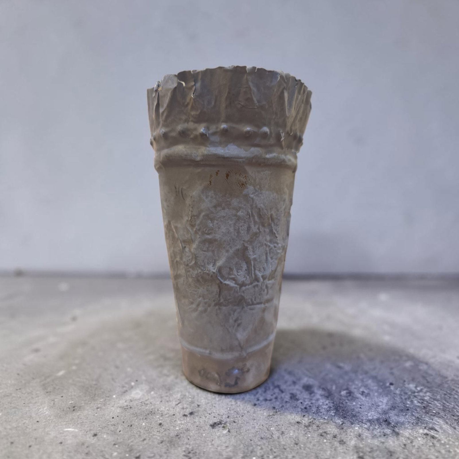 Pre-Columbian Silver Kero/ Beaker/ Cup: 5" x 2.5", Pre-Columbian Silver Kero/ Beaker/ Cup, Silver Relief , Exact Origin Unknown,