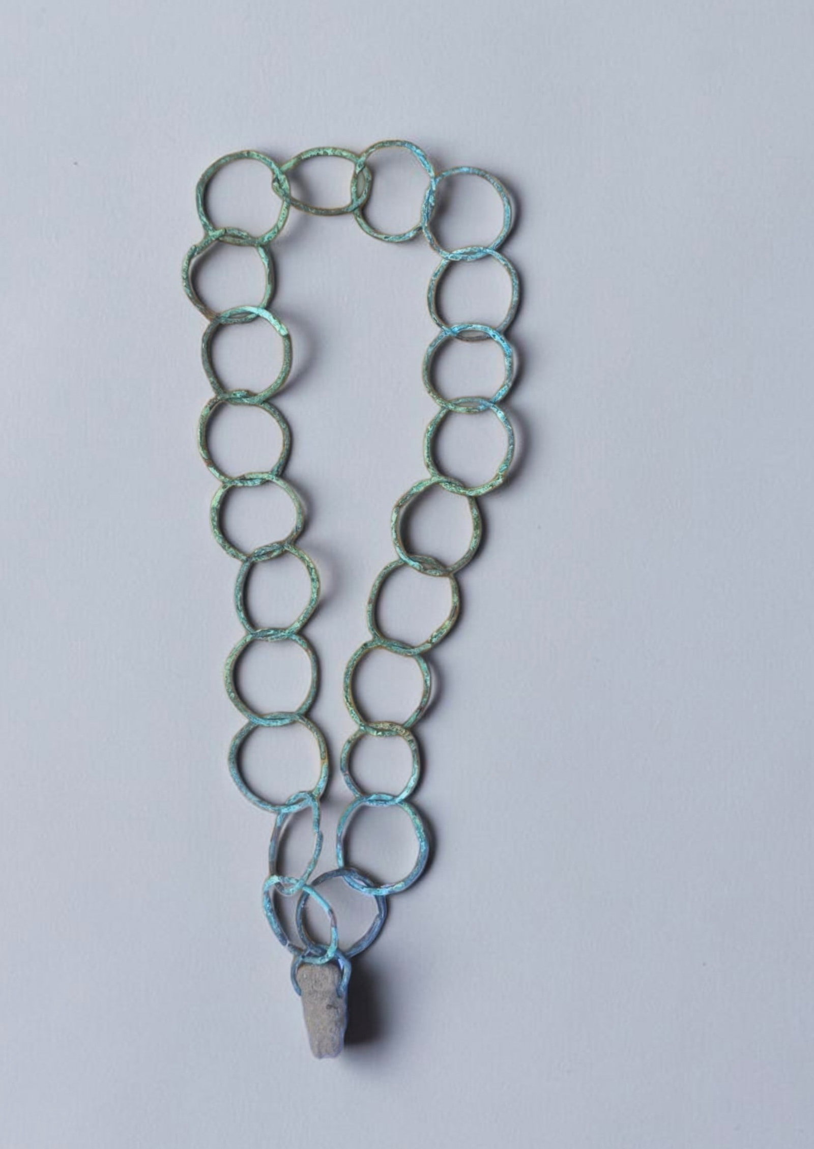 Pre-Columbian Copper Chain Link Necklace with Clay Effigy Pendant (1 of 2)