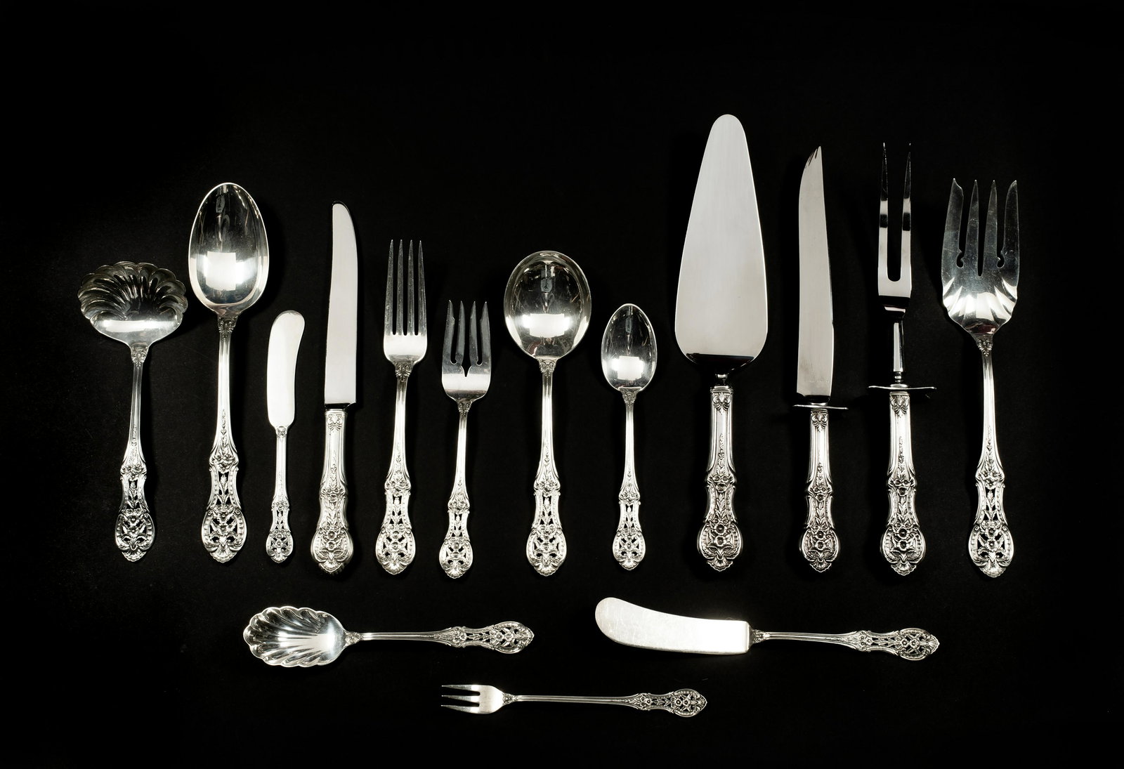 "Springtime" Pattern Sterling Silver Flatware Set (1 of 18)