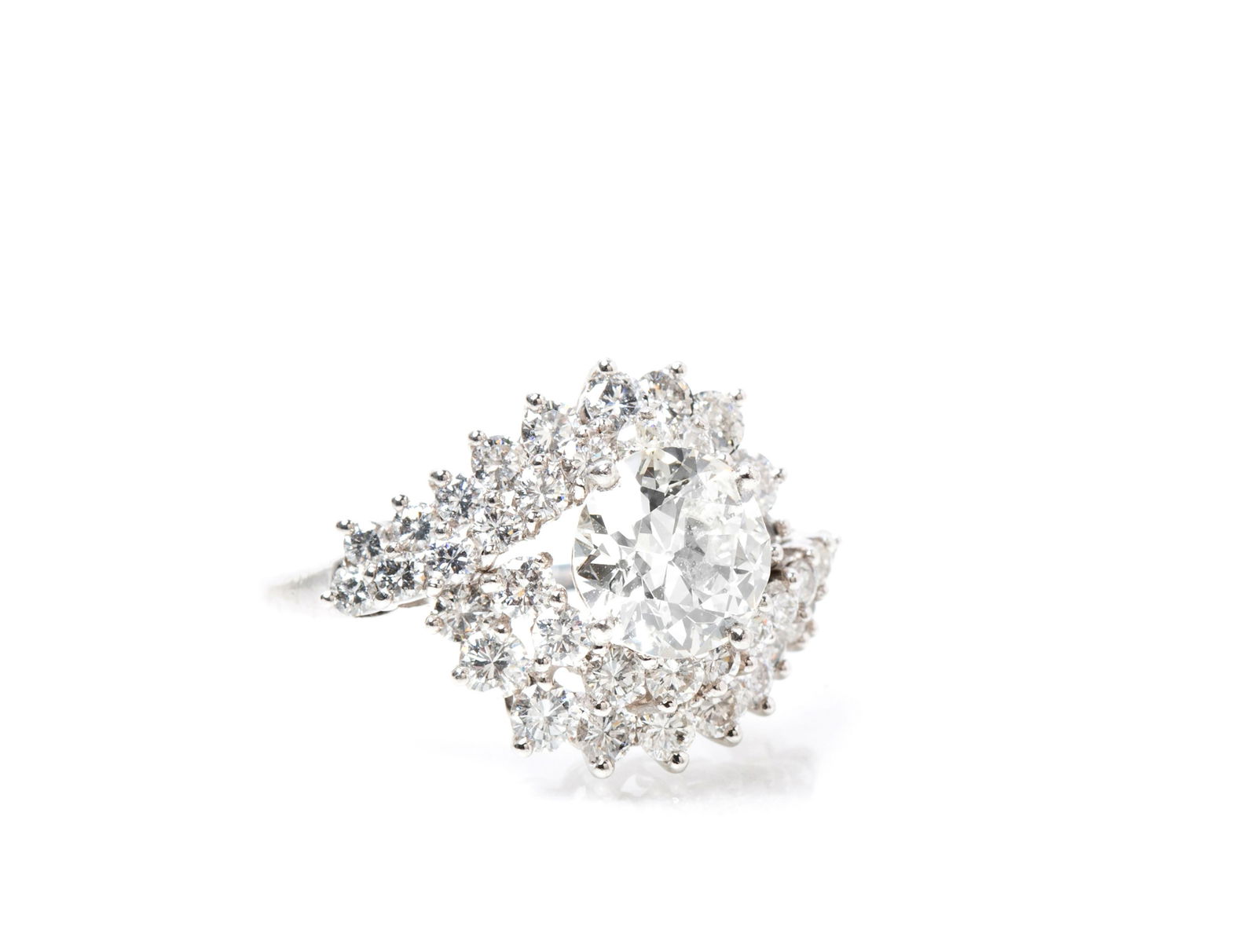 Antique Diamond Cocktail Ring in Platinum (1 of 9)