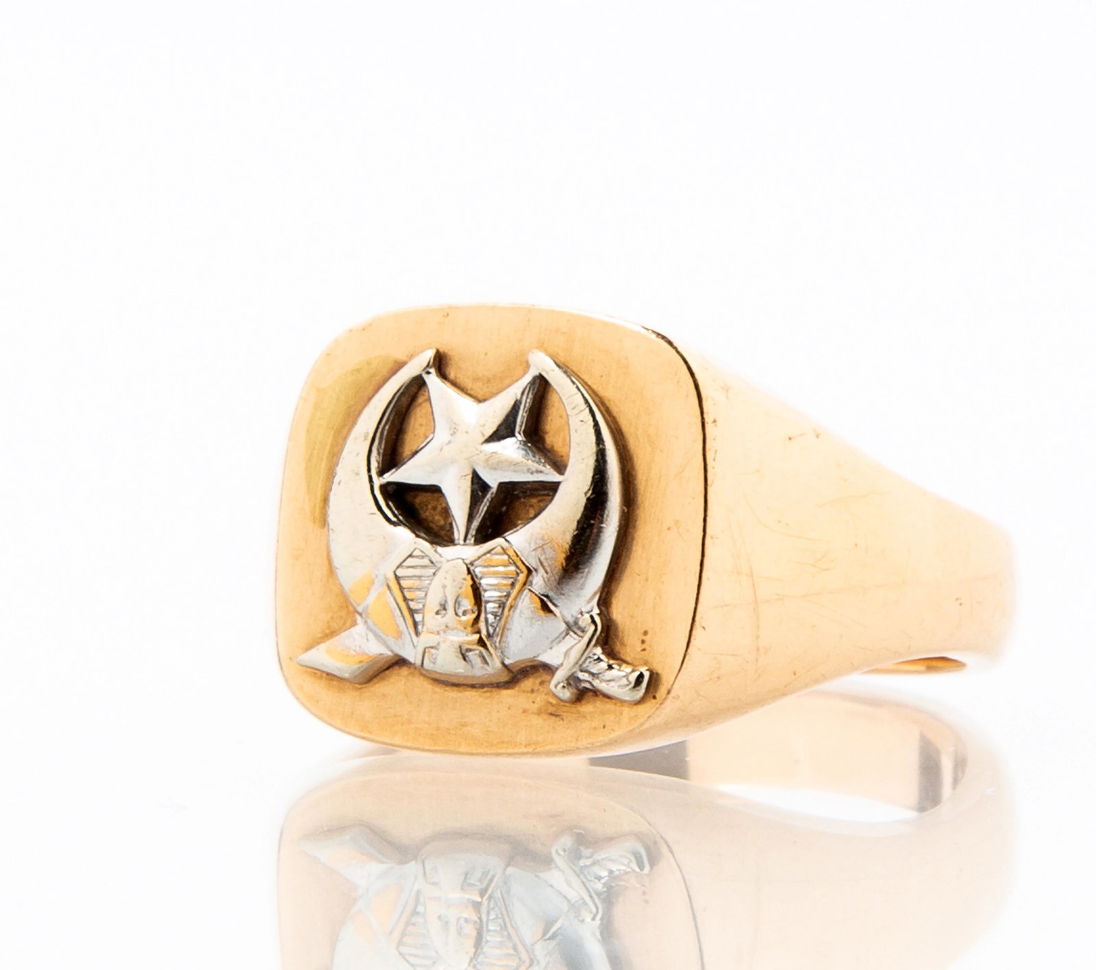 Heavy Two Tone 14K Shriners Signet Ring (1 of 11)