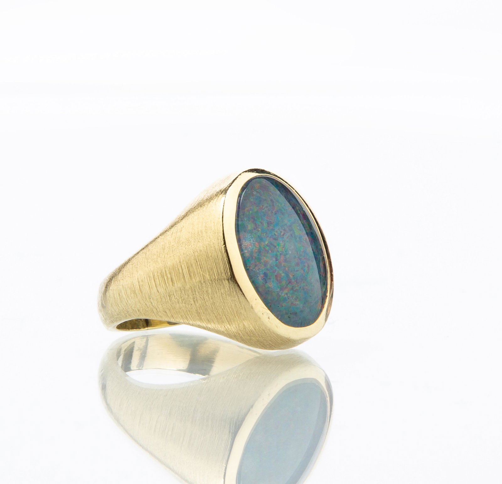 Vintage 14K Yellow Gold Opal Triplet Signet Ring (1 of 5)
