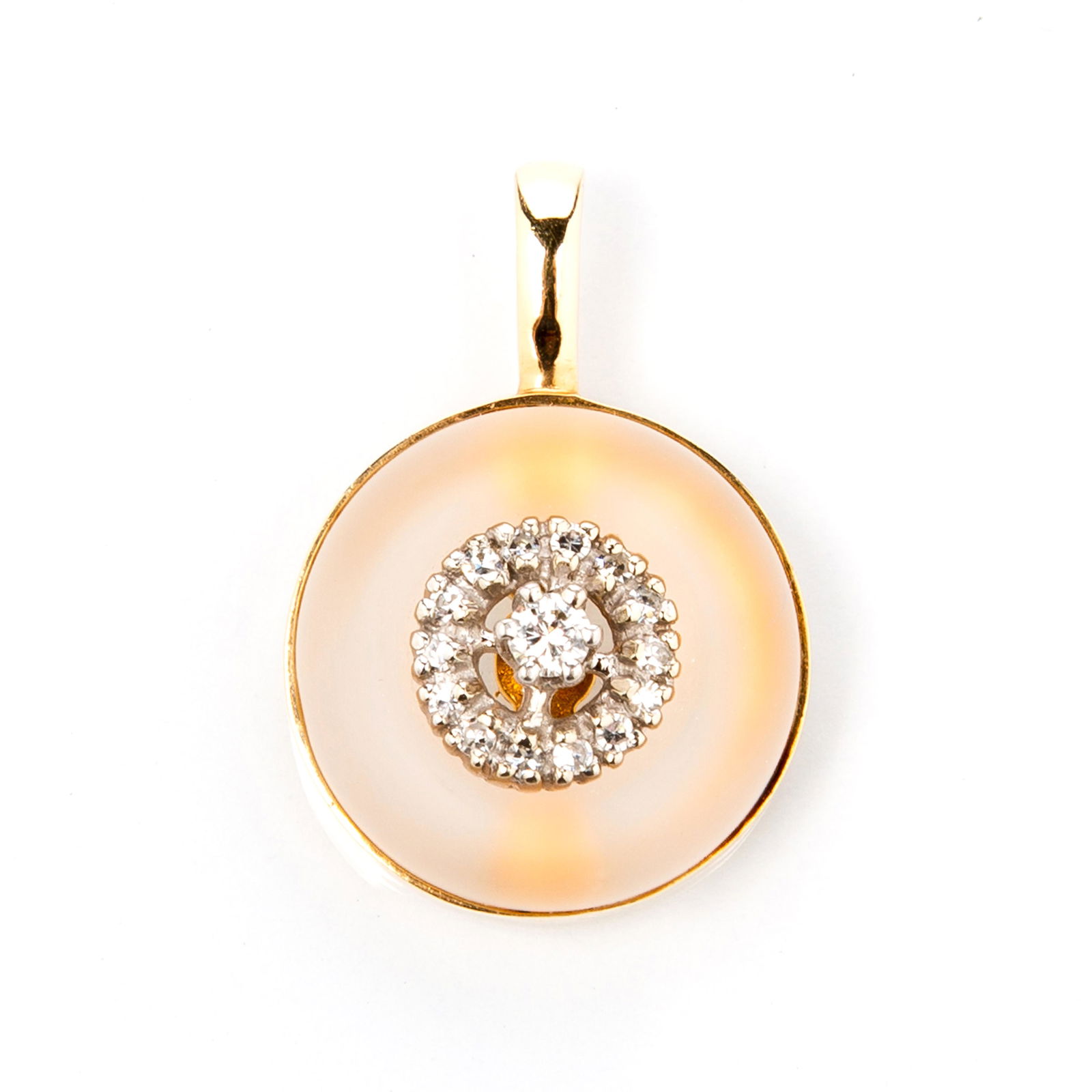 Retro 14K Diamond and Rock Crystal Pendant (1 of 4)