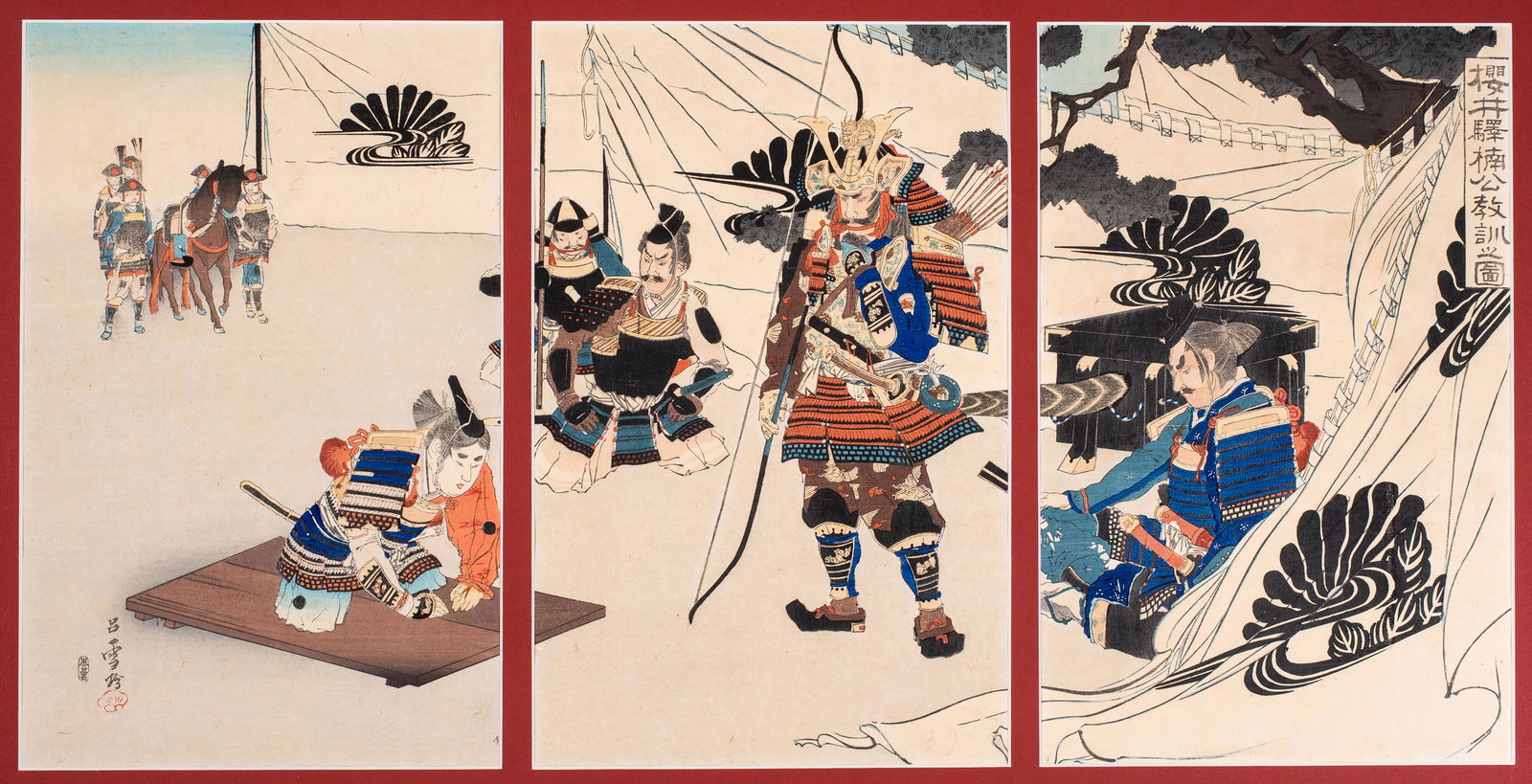 19th Century Japan, Triptych, Samurai: 19th Century Japan, Triptych, Samurai