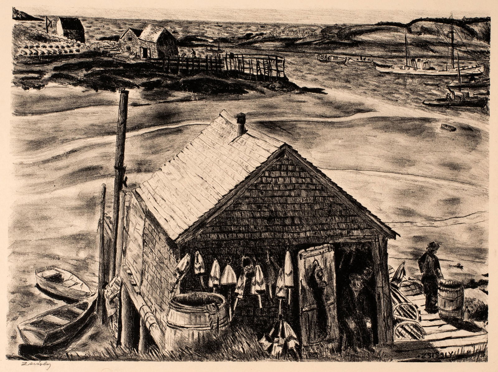 Malvin Marr Albright (1897-1983) Fisherman's Wharf, Maine (1 of 4)