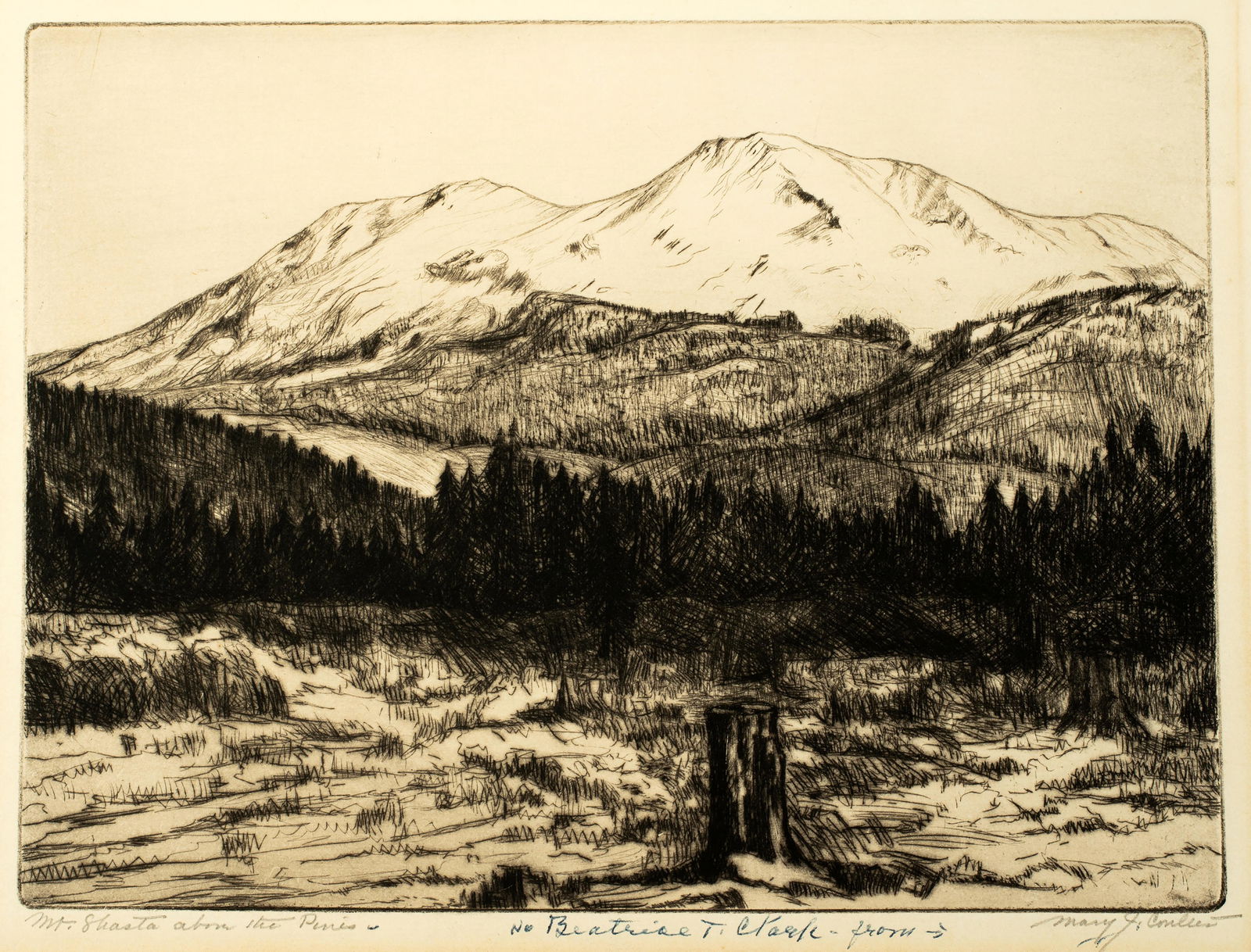 Mary J. Coulter (1880-1966) Mt Shasta Above the Pines (1 of 4)