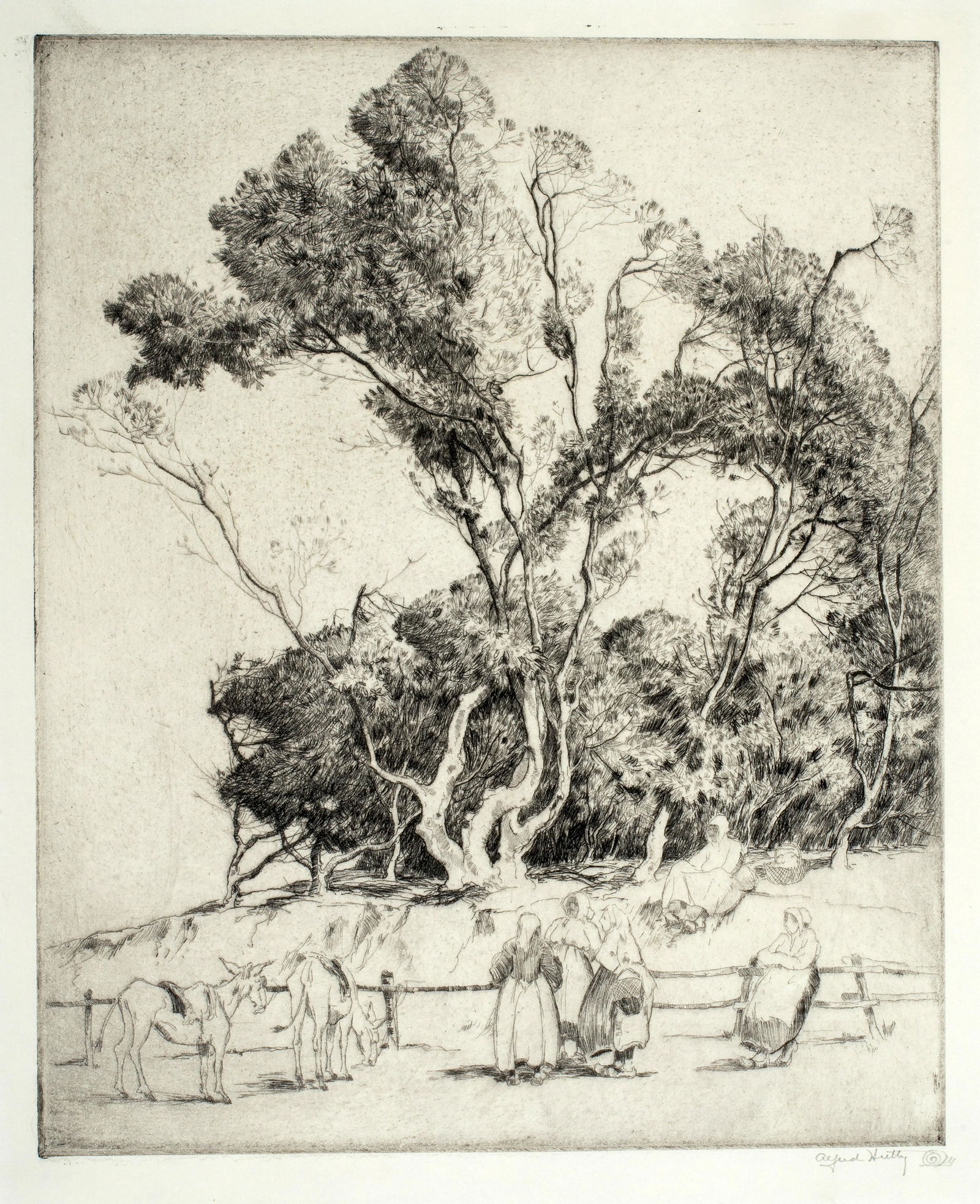 Alfred Hutty (1877-1954) Gossips, Ile de Noirmoutier, 1927 (1 of 4)