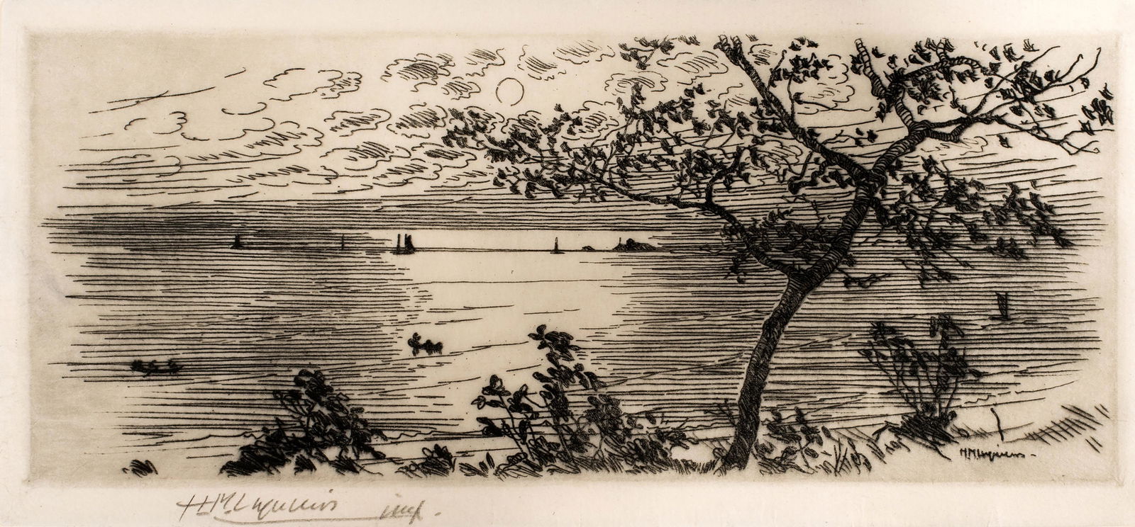 Huc Mazelet Luquiens (1881-1961) Moonlit Beach (1 of 2)