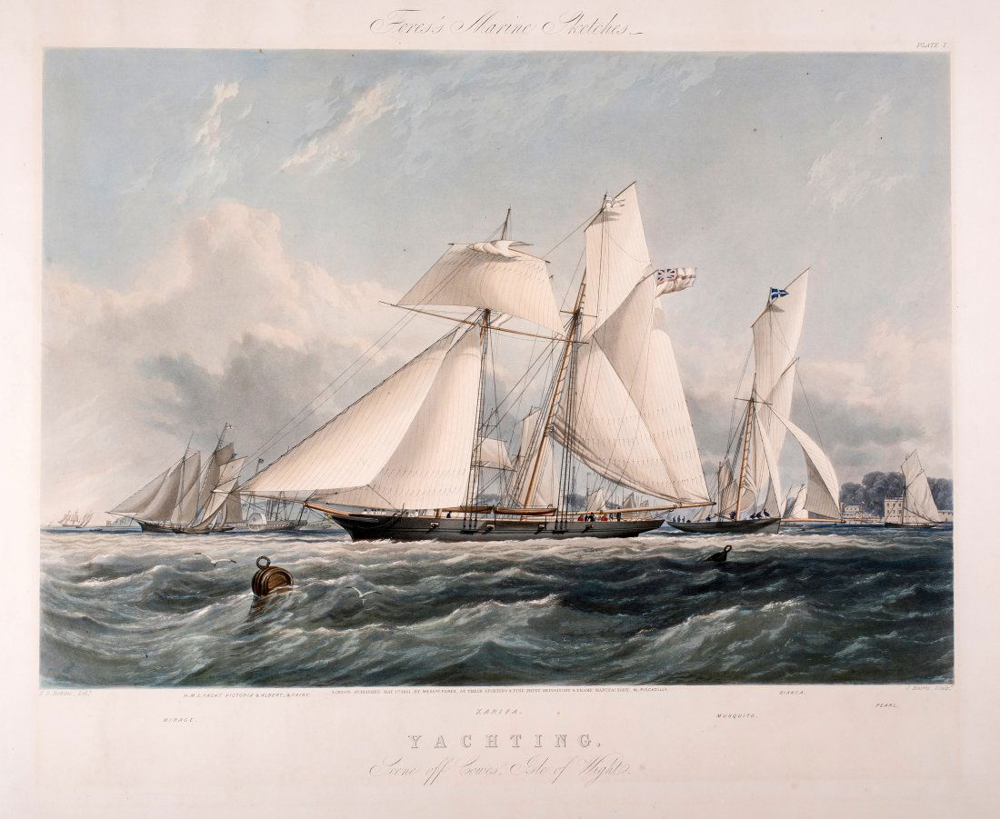John Harris (the Younger) (1791-1873) Yachting - Scene Off Cowes, Isle of Wight (1 of 6)