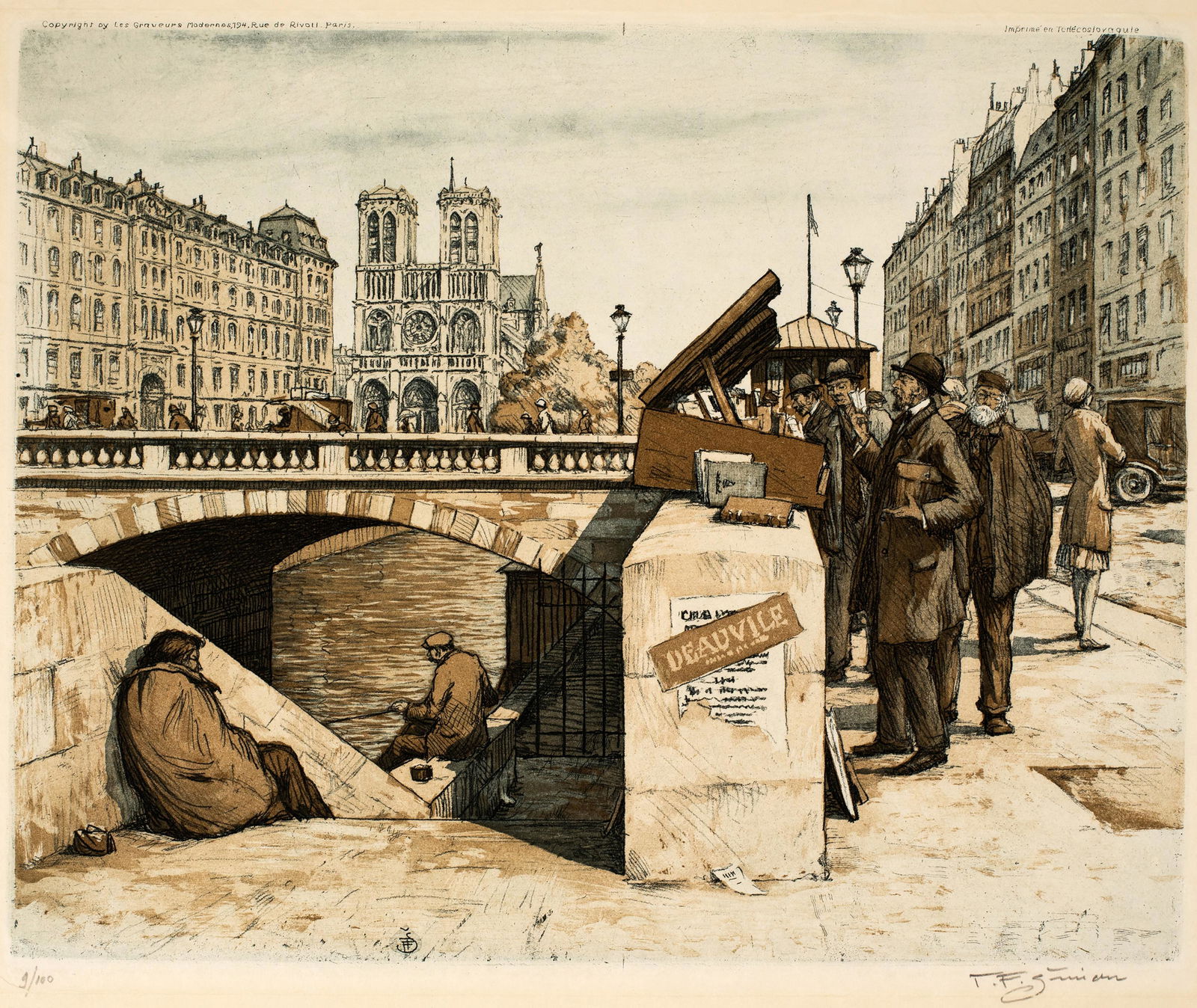 Tavik F. Simon (1877-1942) Pont Saint-Michel, Paris, 1927 (1 of 4)
