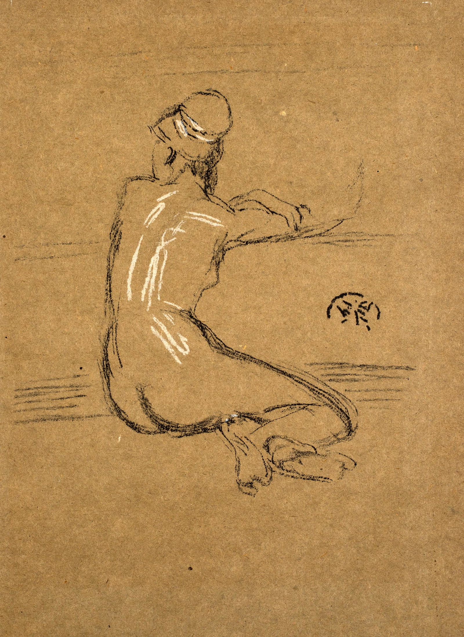 Thomas Robert Way, Nude, After Whistle: Lithograph after Whistler, image size 7 1/2 x 5 1/4 inches.