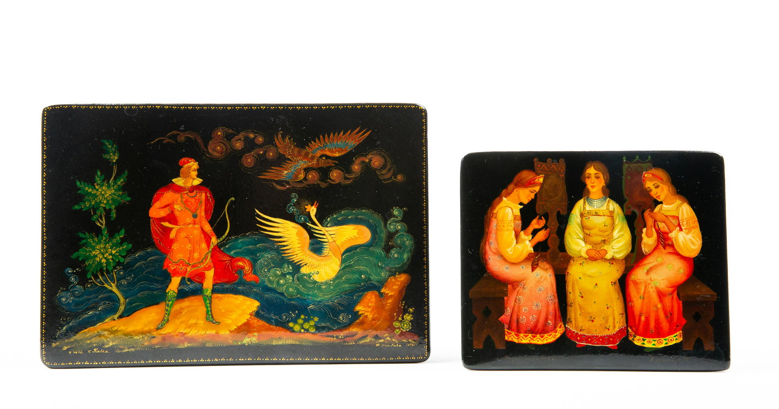 Two Russian Lacquer Painted Boxes (1 of 7)