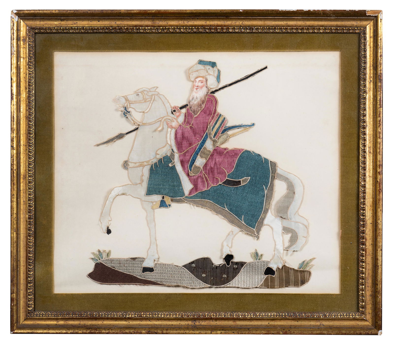 Mixed Media Painted and Needlework Assemblage (1 of 4)