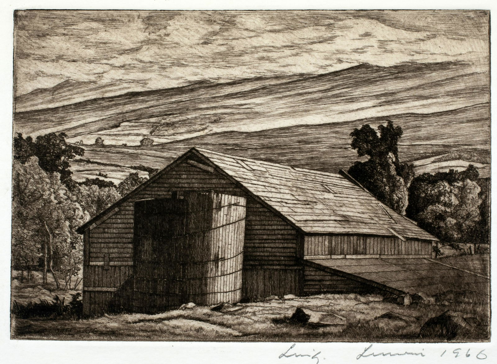 Luigi Lucioni (1900-1988) 'Barn, 1966' (1 of 4)