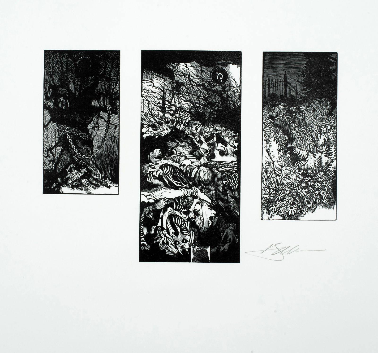 Barry Moser (b.1940) 'Man in a Metal Cage, 1977' (1 of 4)