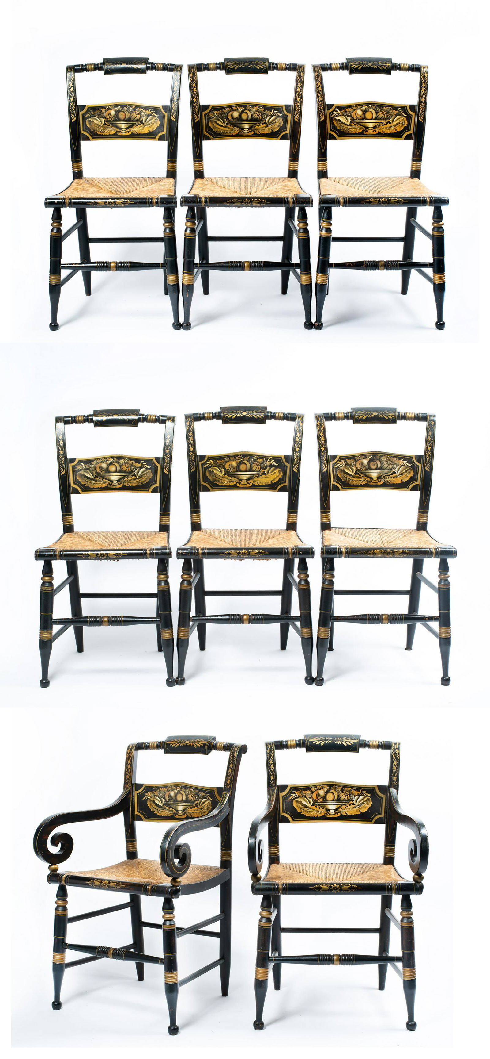 Set of Eight Antique Hitchcock Dining Chairs (1 of 16)