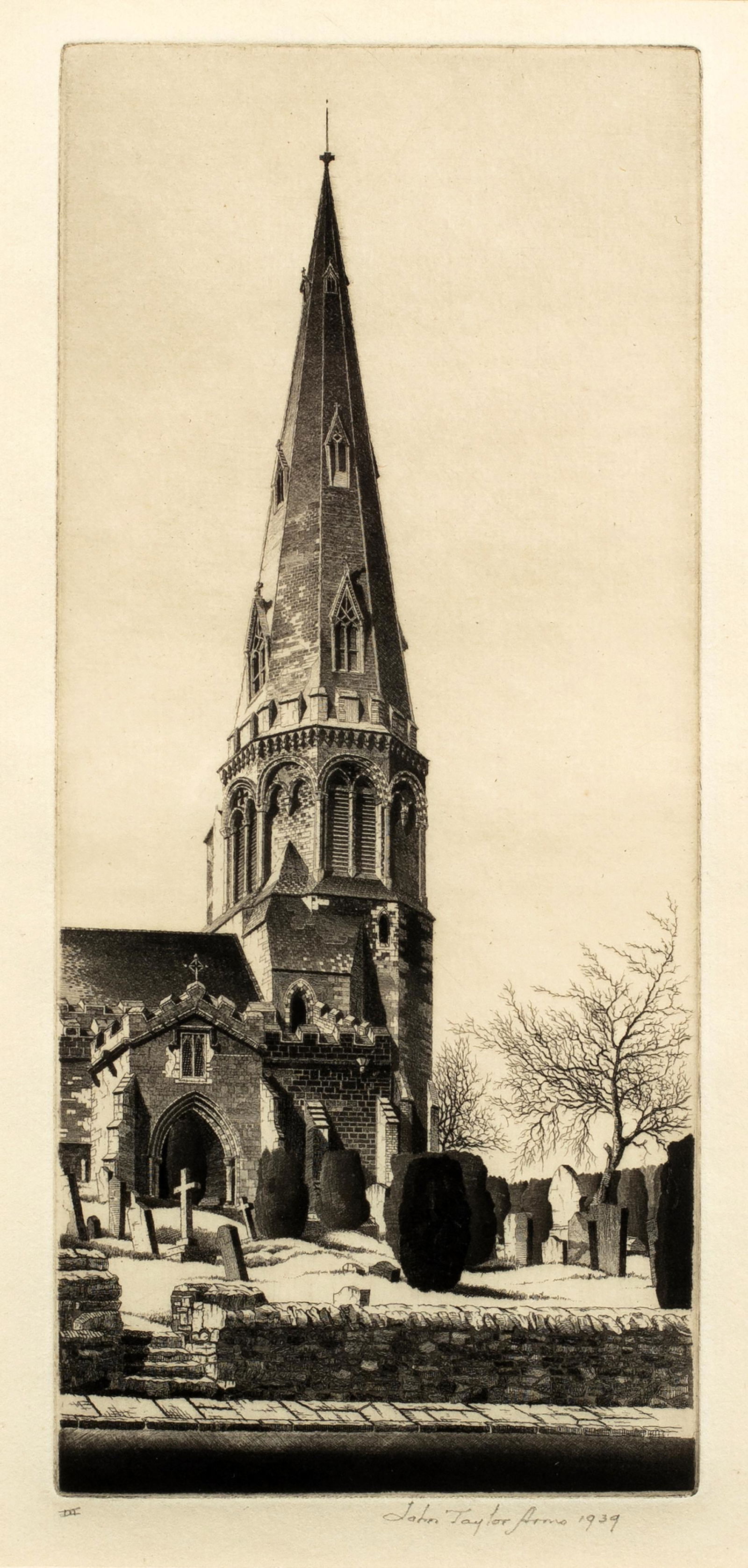 John Taylor Arms (1887-1953) 'Stanwick, 1939': This is an original etching by American artist John Taylor Arms. The title is: Stanwick, created and printed in 1939 the third state of three edition of 210 impressions, printed by David Strang. The i