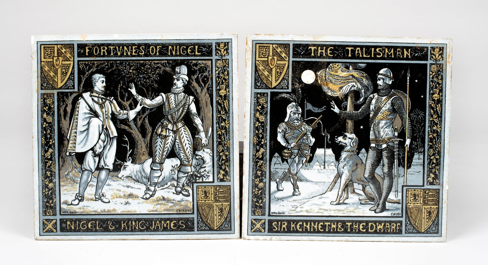 Pair of Antique Minton Tiles, by John Moyr Smith (1839-1912) (1 of 4)