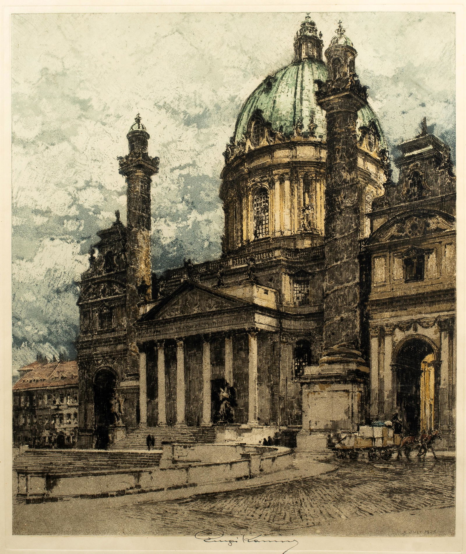Luigi Kasimir (1881-1962) 'Charles Church, Vienna, 1925' (1 of 6)