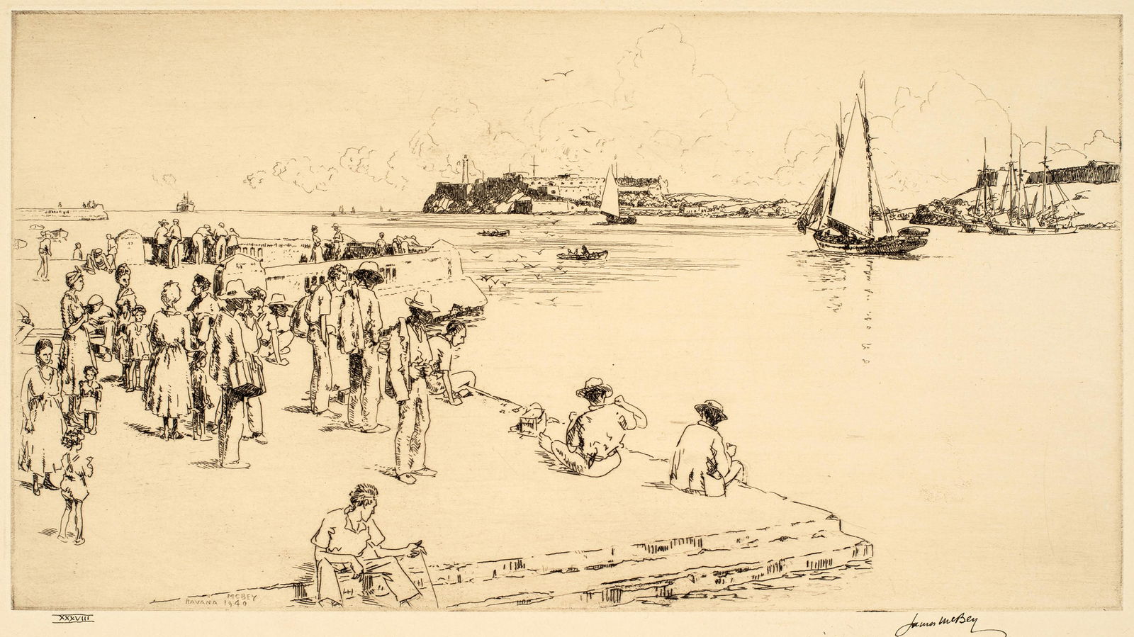 James McBey (1883-1959) 'Havana Harbor, 1940' (1 of 4)