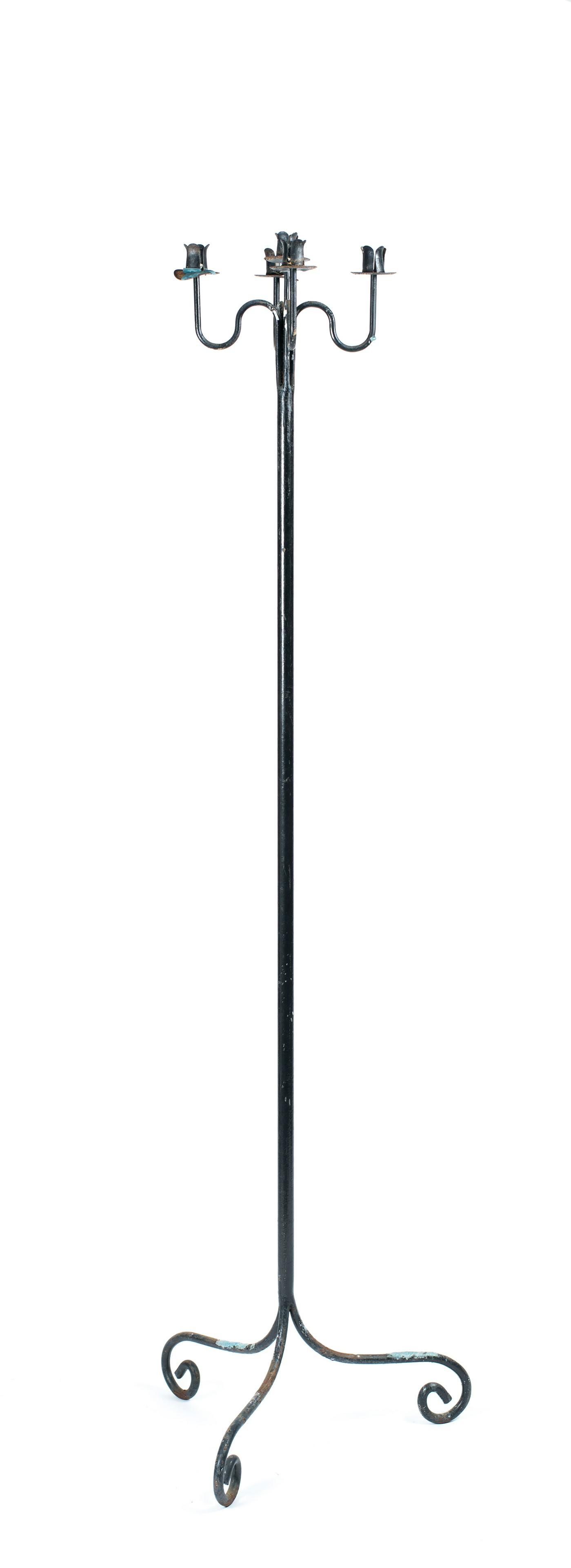 A Black Painted Metal Standing Candelabra (1 of 7)