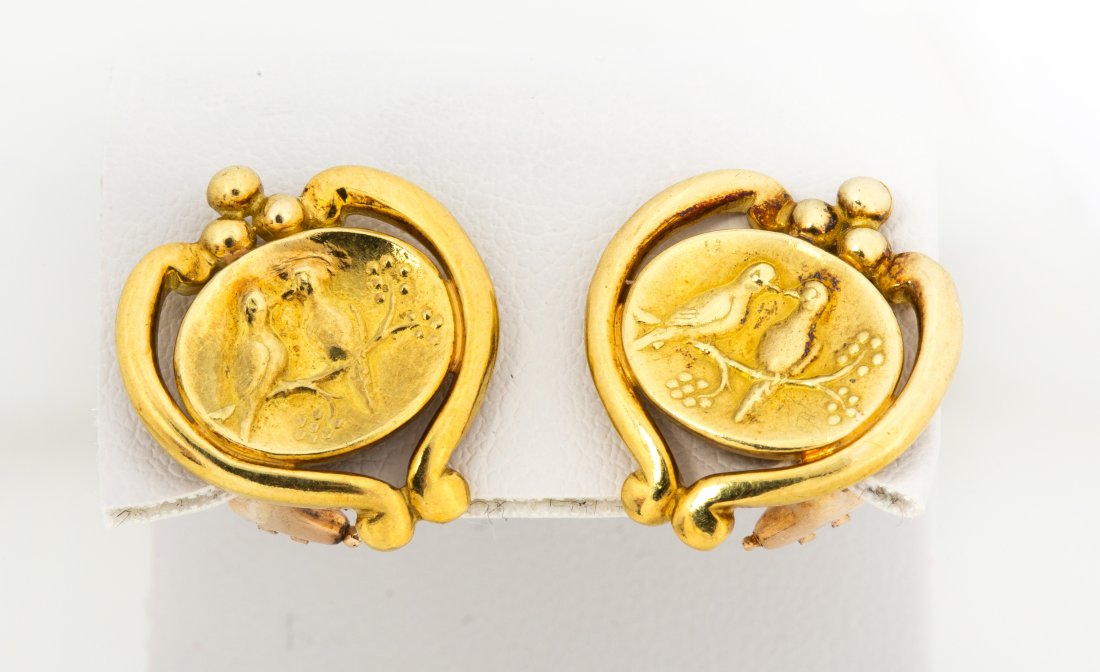 Designer Helen Woodhull 18K Gold Bird Earrings (1 of 8)
