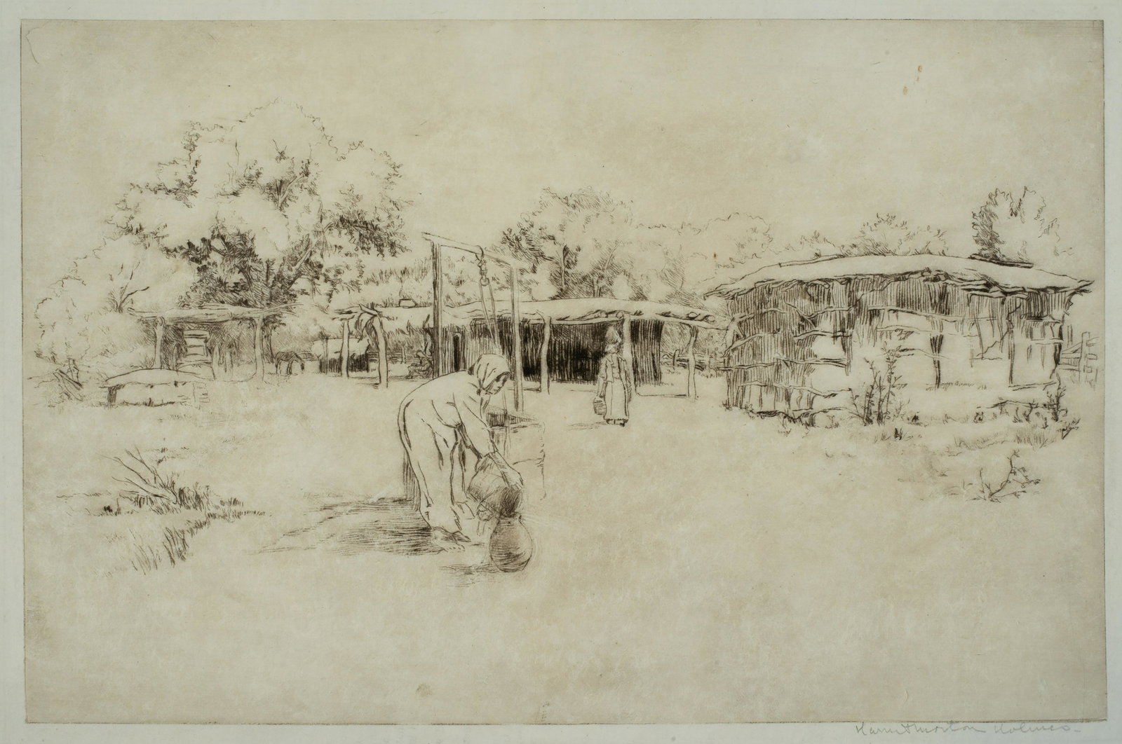 Harriet Morton Holmes (1876-1967), South Western Pueblo Scene (1 of 4)