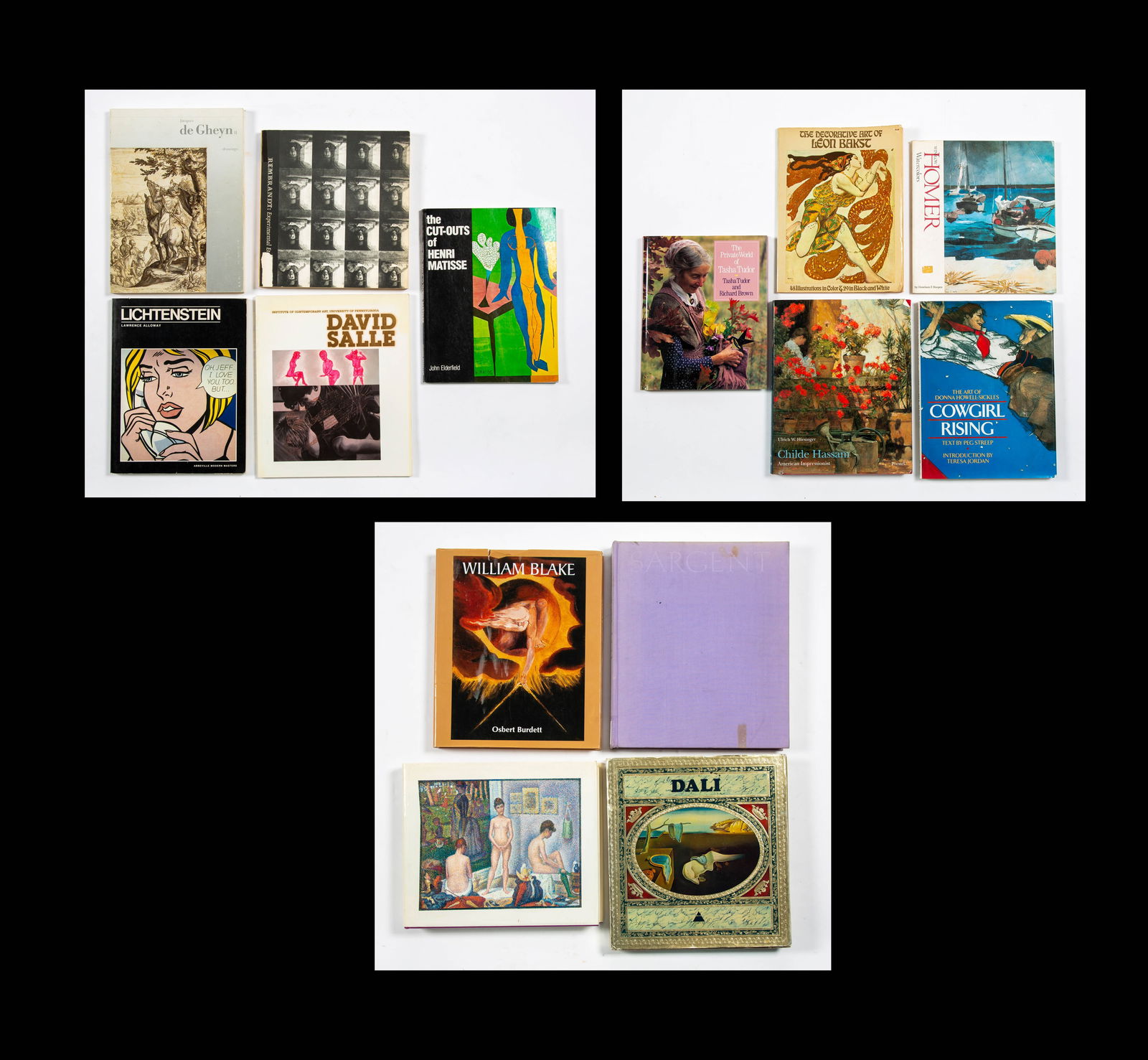 Art Books and Museum Catalogs: Fourteen books; A) The Decorative Art of Leon Bakst. Alexandre and Cocteau, translated by Melvill. Dover Publications, NY, 1972. 48 color and 29 B&W illustratiions. B) William Blake. Osbert Burdett. P