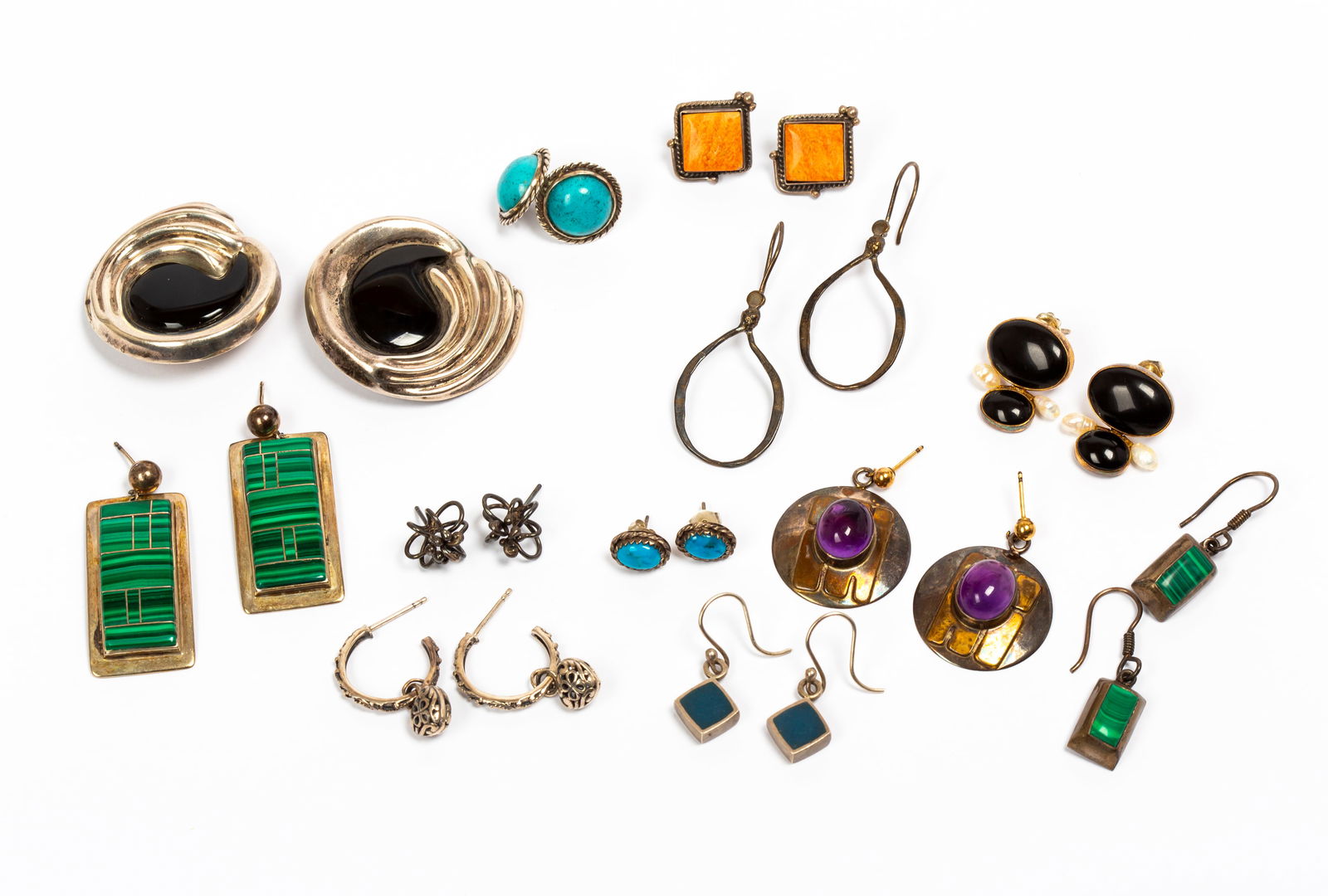 Twelve Pairs of Sterling and Silver Earrings (1 of 9)