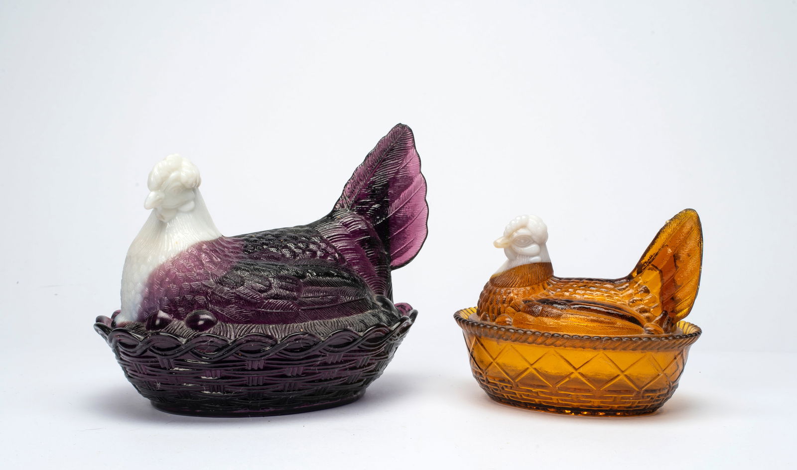 Two Vintage Glass Covered Hen Dishes (1 of 14)