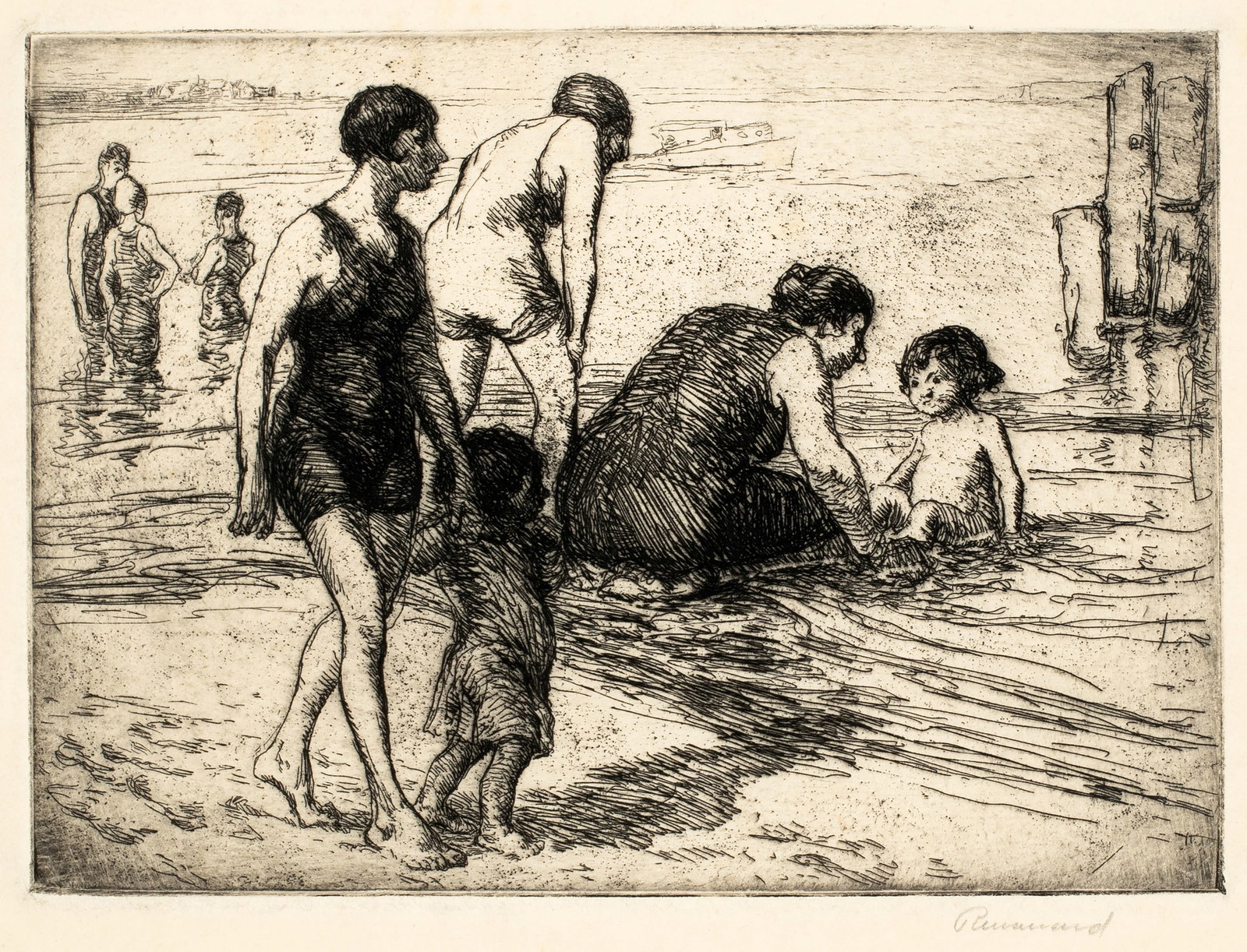Charles P. Renouard (1845-1924), Bathers, Antique French Etching (1 of 4)