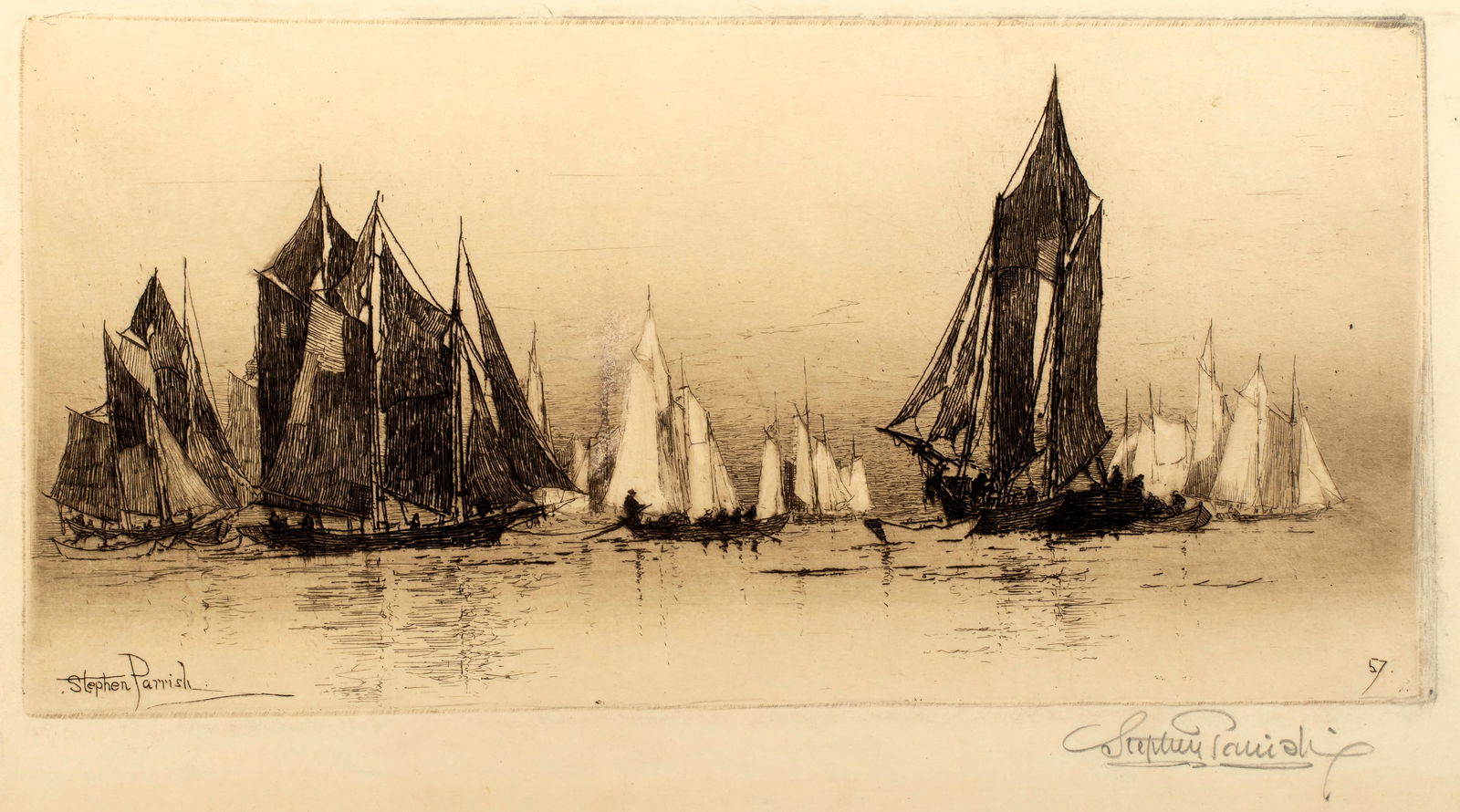 Stephen Parrish (1846-1938) Towing to Windward, 1881 (1 of 5)