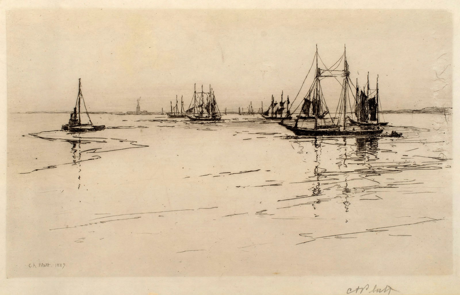 Charles Adams Platt (1861-1933) Buttermilk Channel, with Statue of Liberty, 1889 (1 of 7)