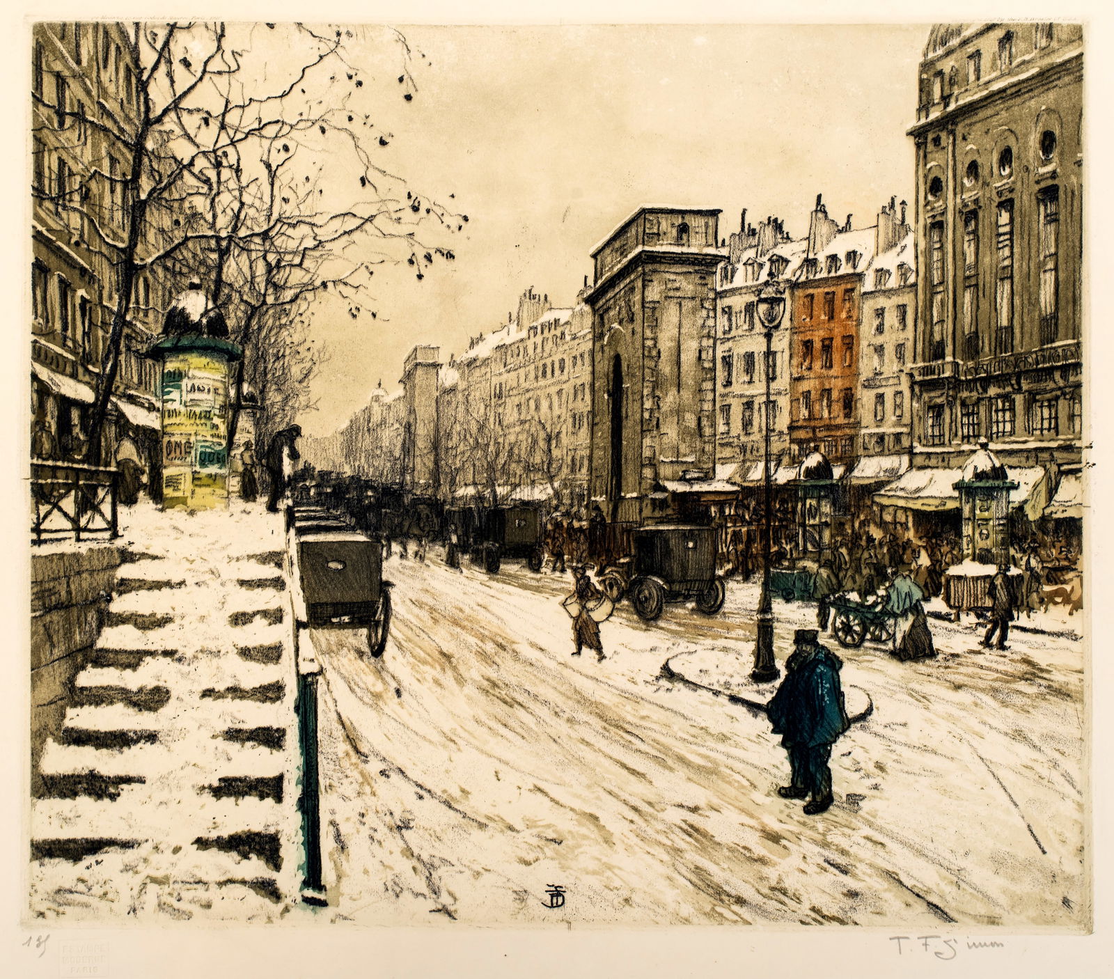 Tavik F. Simon (1877-1942) Boulevard Saint Martin in Winter, Paris, 1914 (1 of 7)